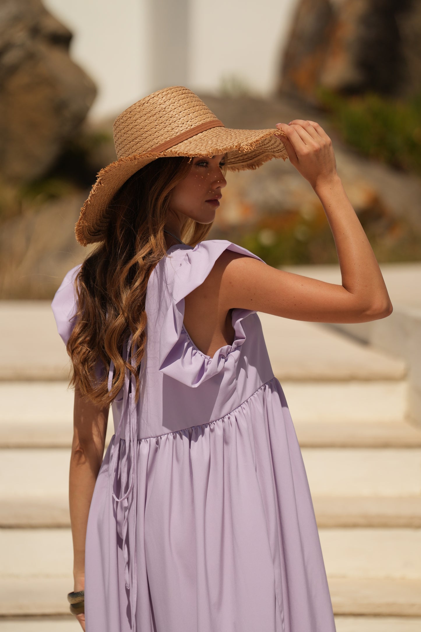 Vestido largo lavanda