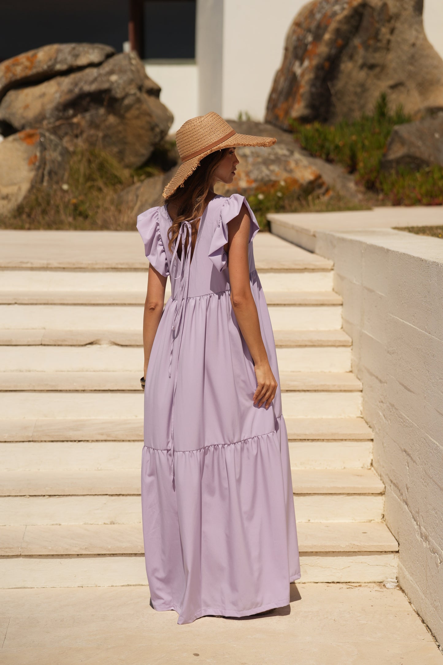 Vestido largo lavanda