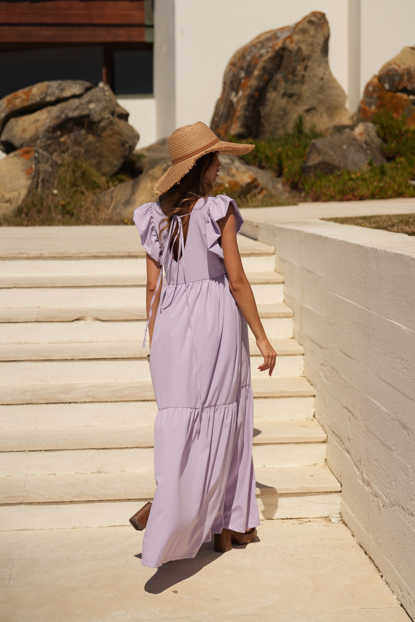 Vestido largo lavanda