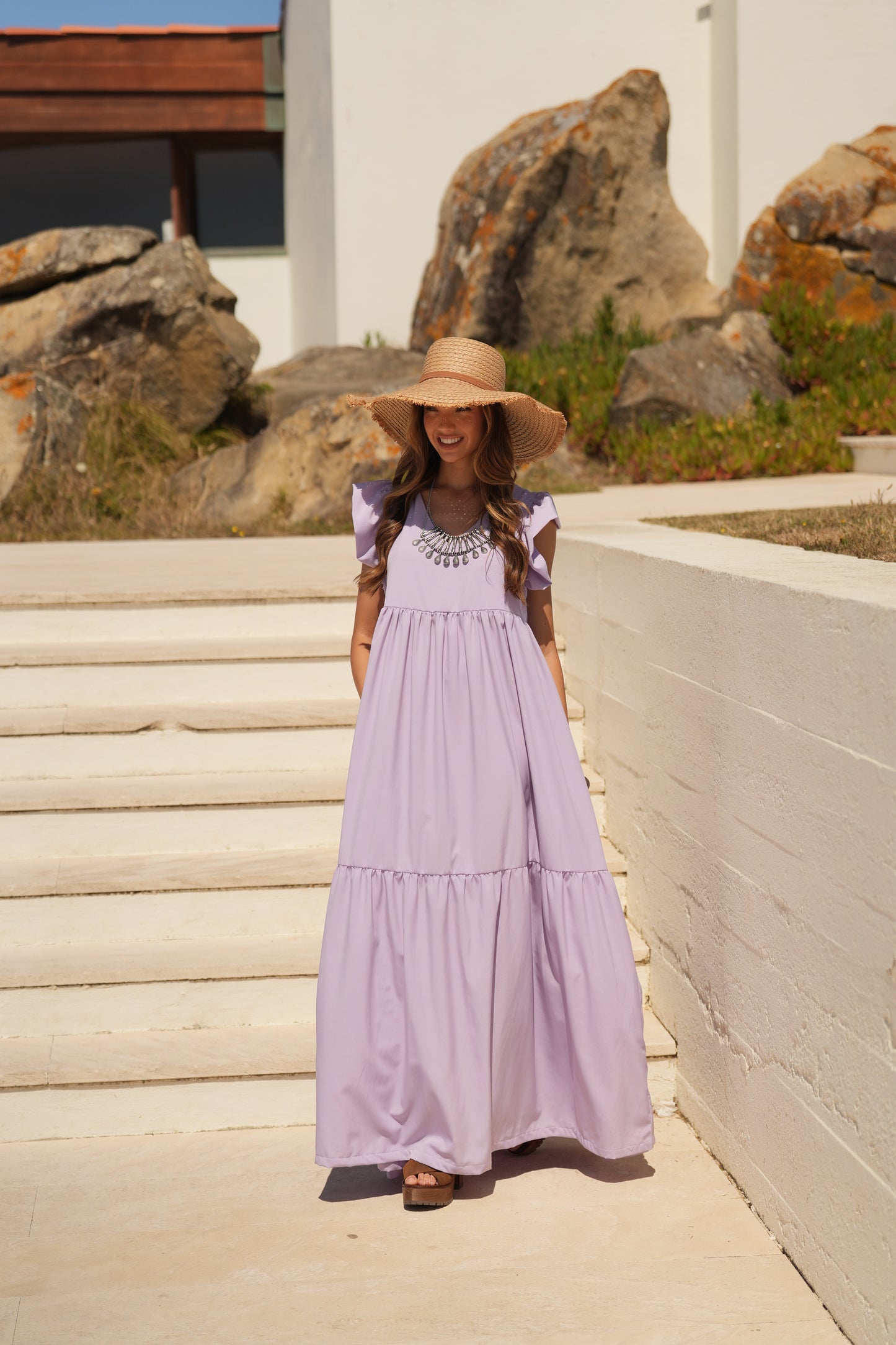 Vestido largo lavanda