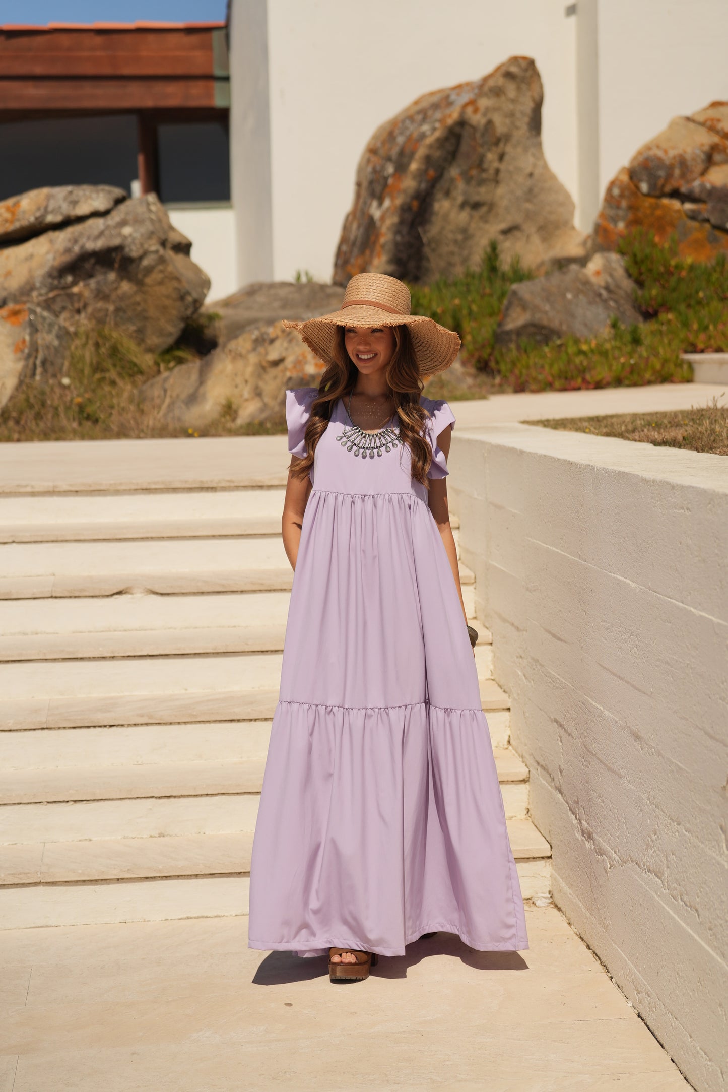 Vestido largo lavanda