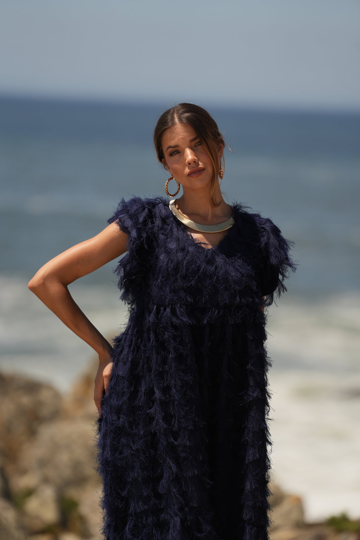 ¡Edición limitada! Vestido largo de ceremonia azul marino