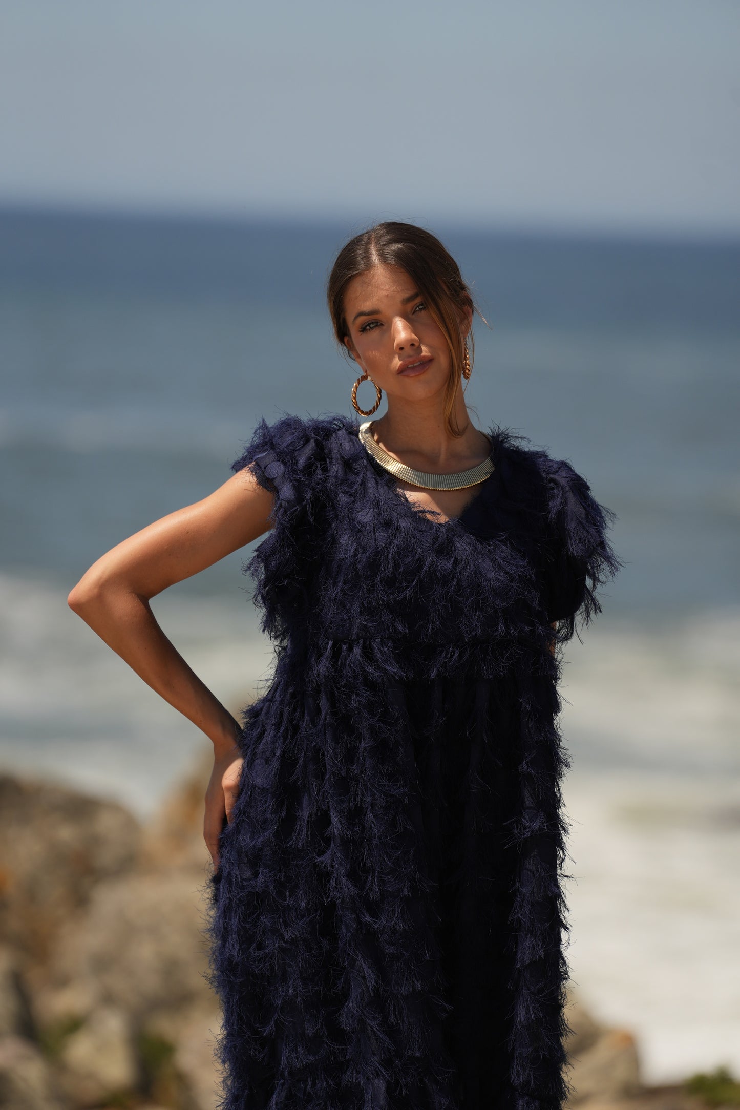 ¡Edición limitada! Vestido largo de ceremonia azul marino