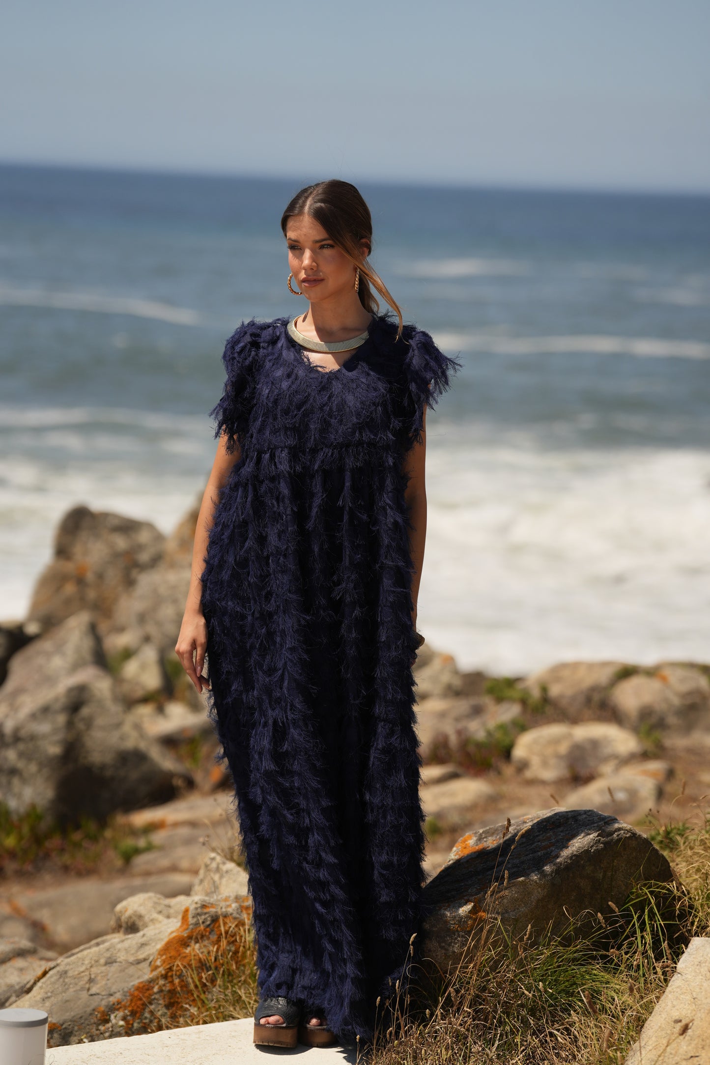 ¡Edición limitada! Vestido largo de ceremonia azul marino