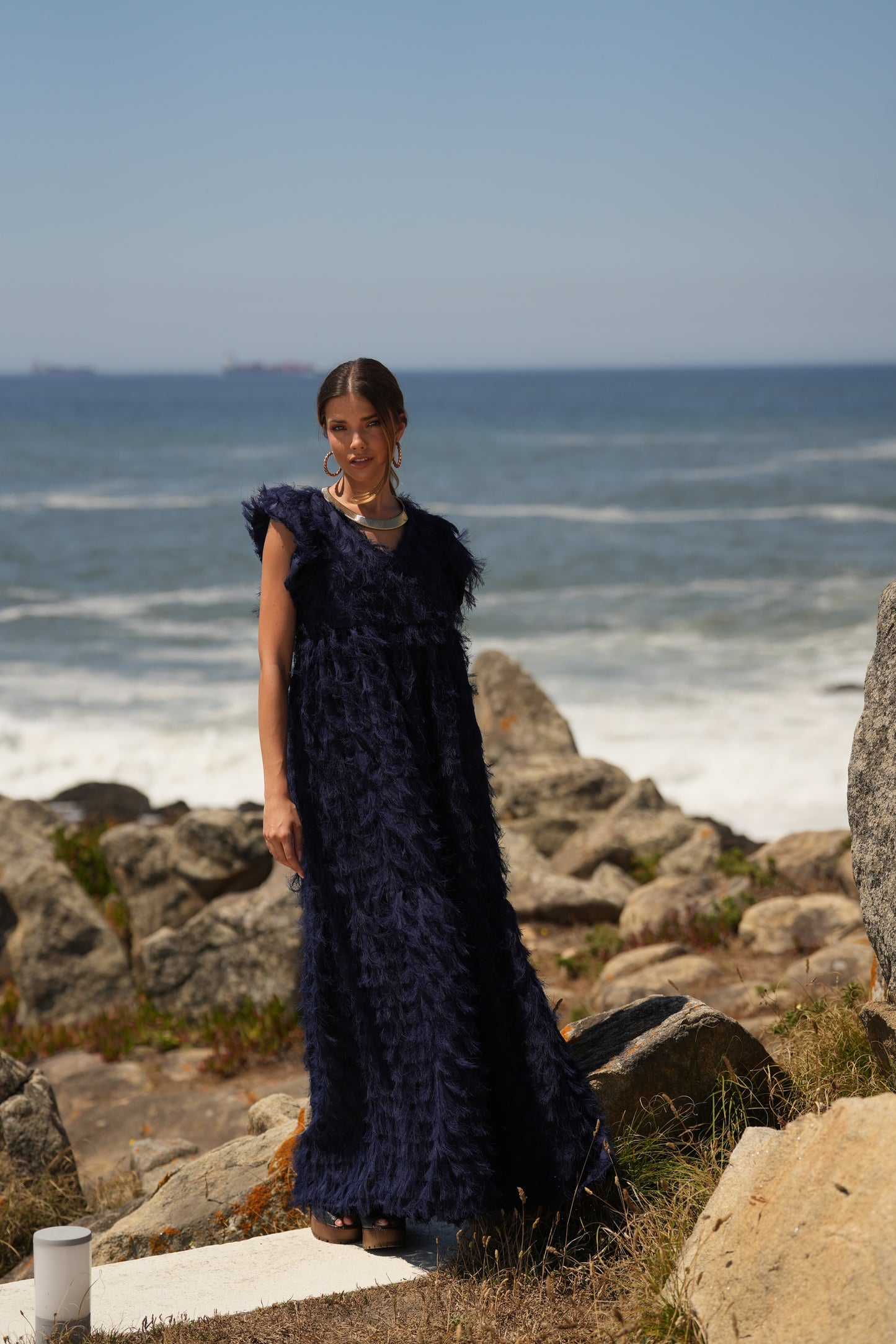 ¡Edición limitada! Vestido largo de ceremonia azul marino
