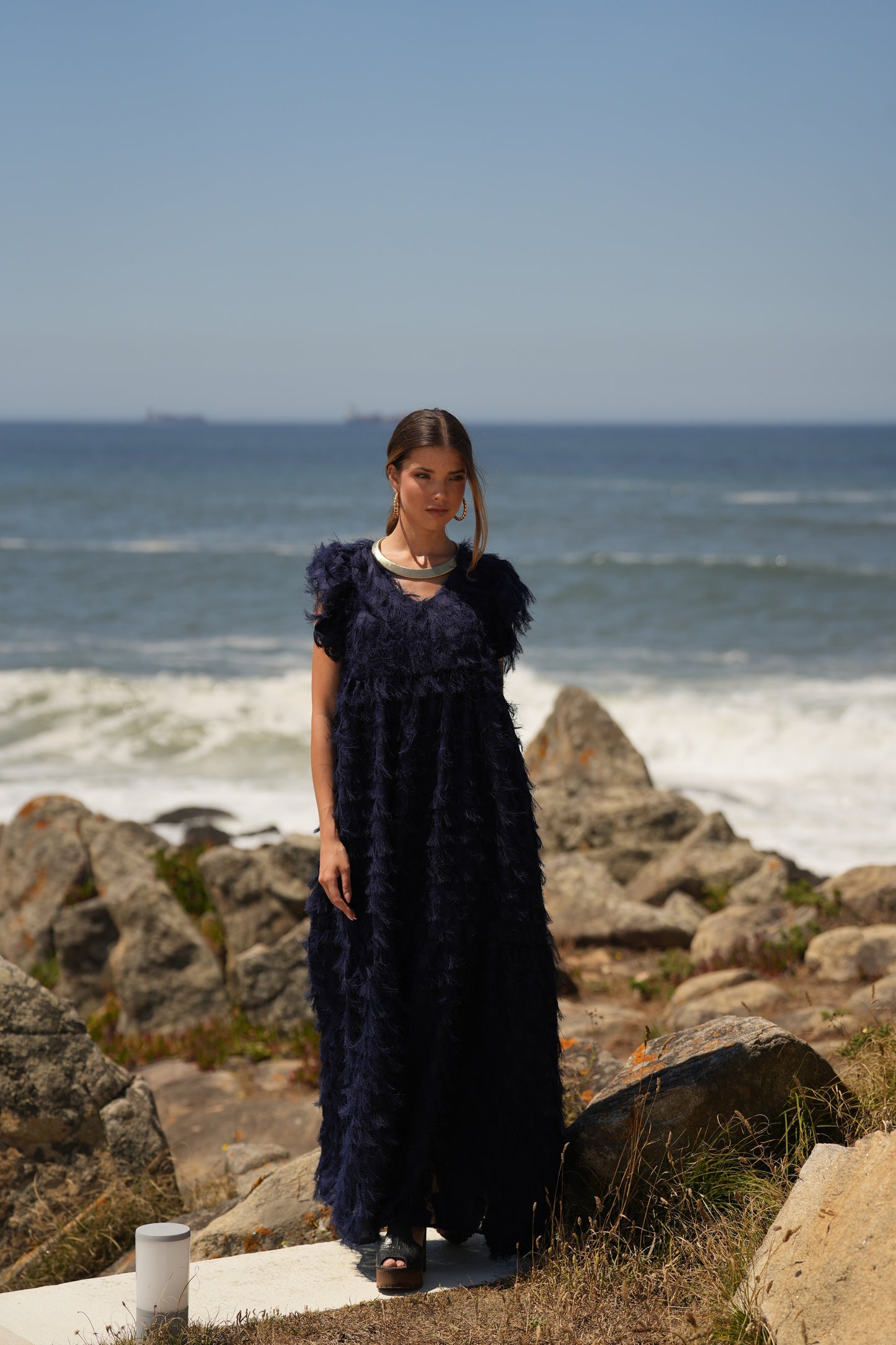 ¡Edición limitada! Vestido largo de ceremonia azul marino