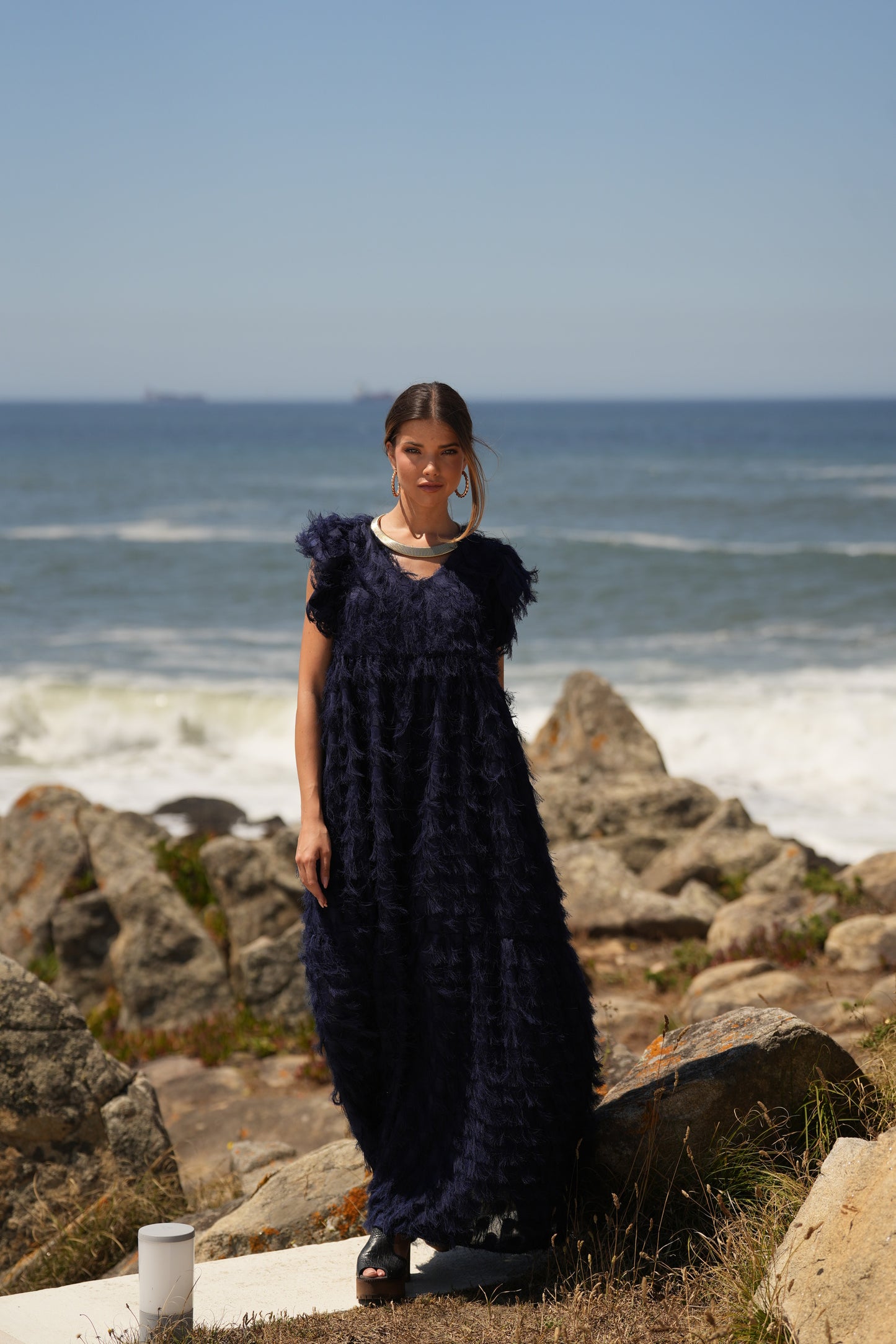 ¡Edición limitada! Vestido largo de ceremonia azul marino