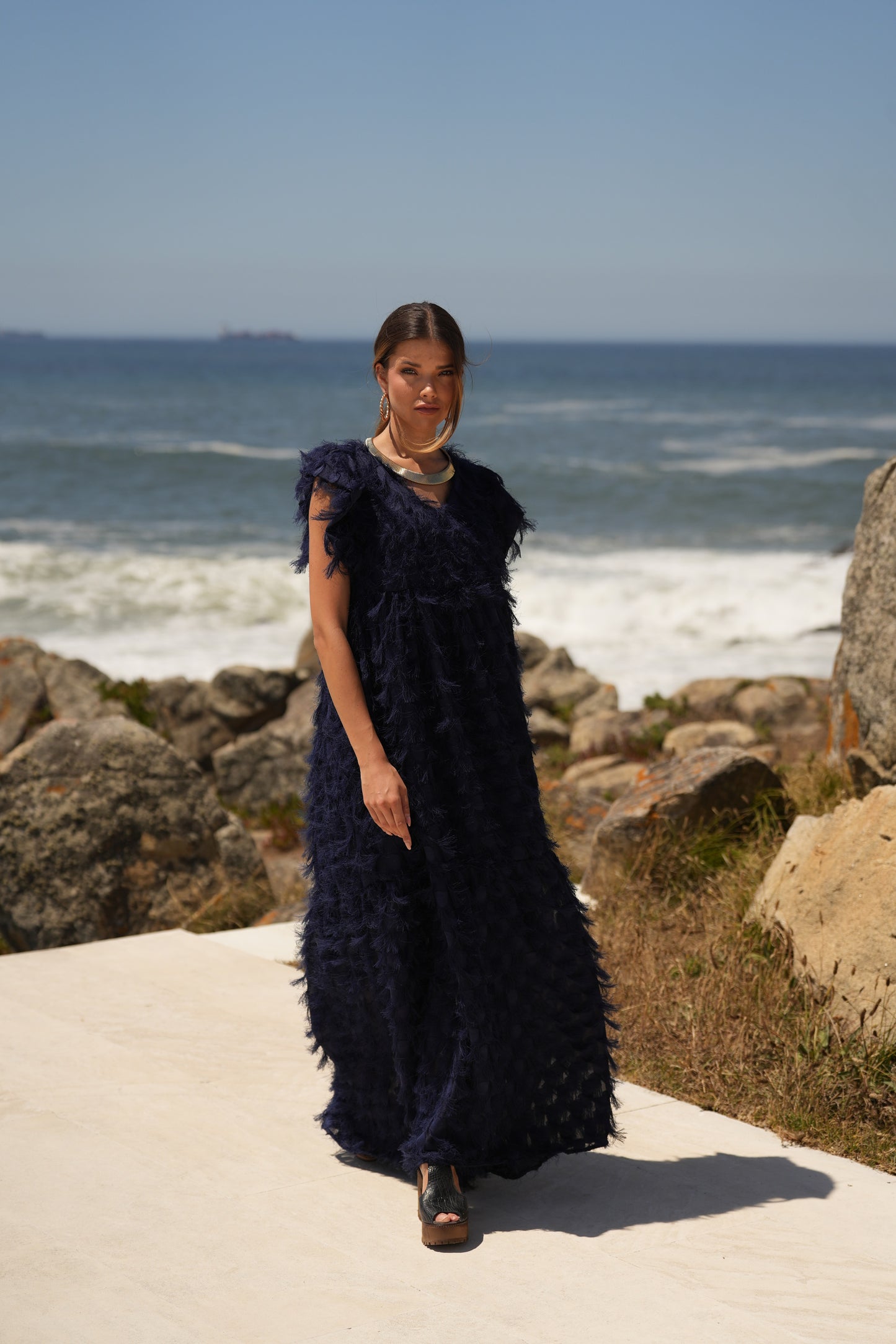 ¡Edición limitada! Vestido largo de ceremonia azul marino