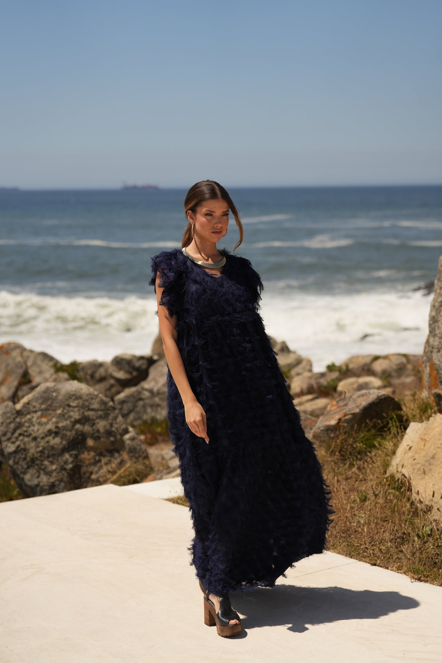 ¡Edición limitada! Vestido largo de ceremonia azul marino