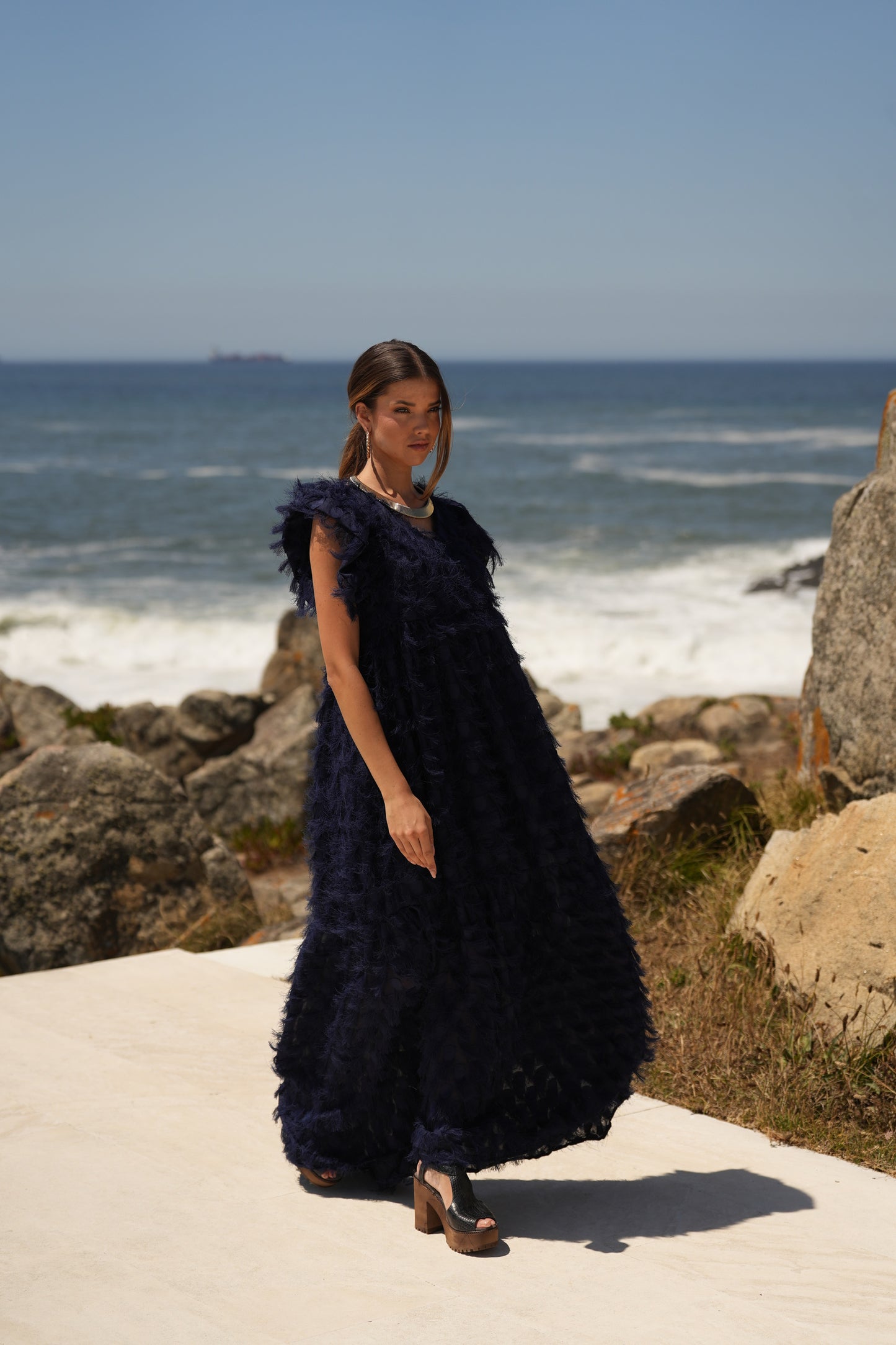 ¡Edición limitada! Vestido largo de ceremonia azul marino