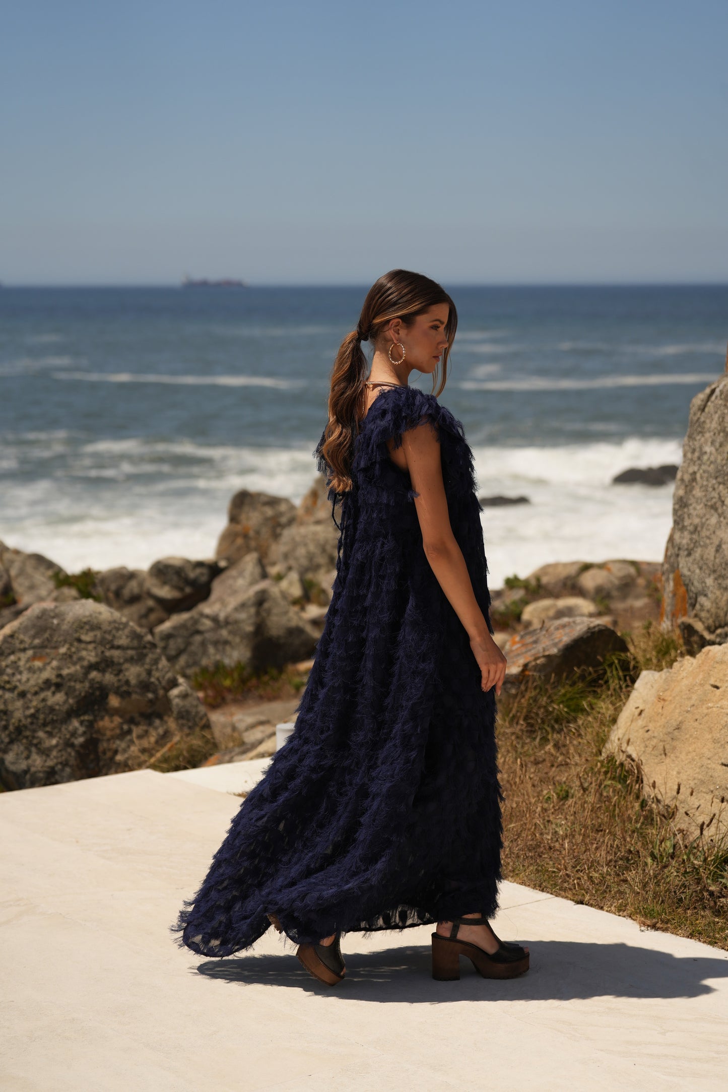 ¡Edición limitada! Vestido largo de ceremonia azul marino