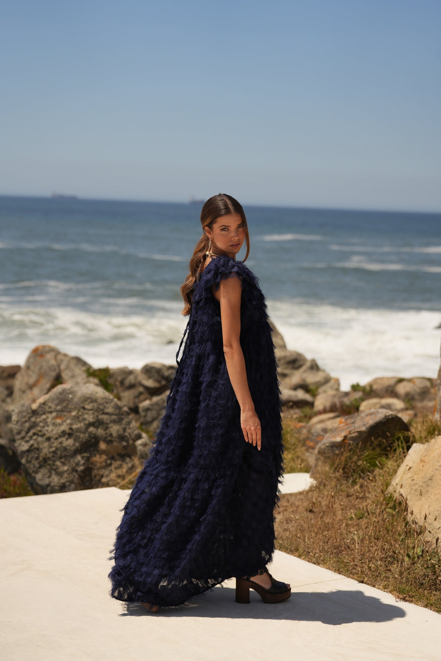 ¡Edición limitada! Vestido largo de ceremonia azul marino