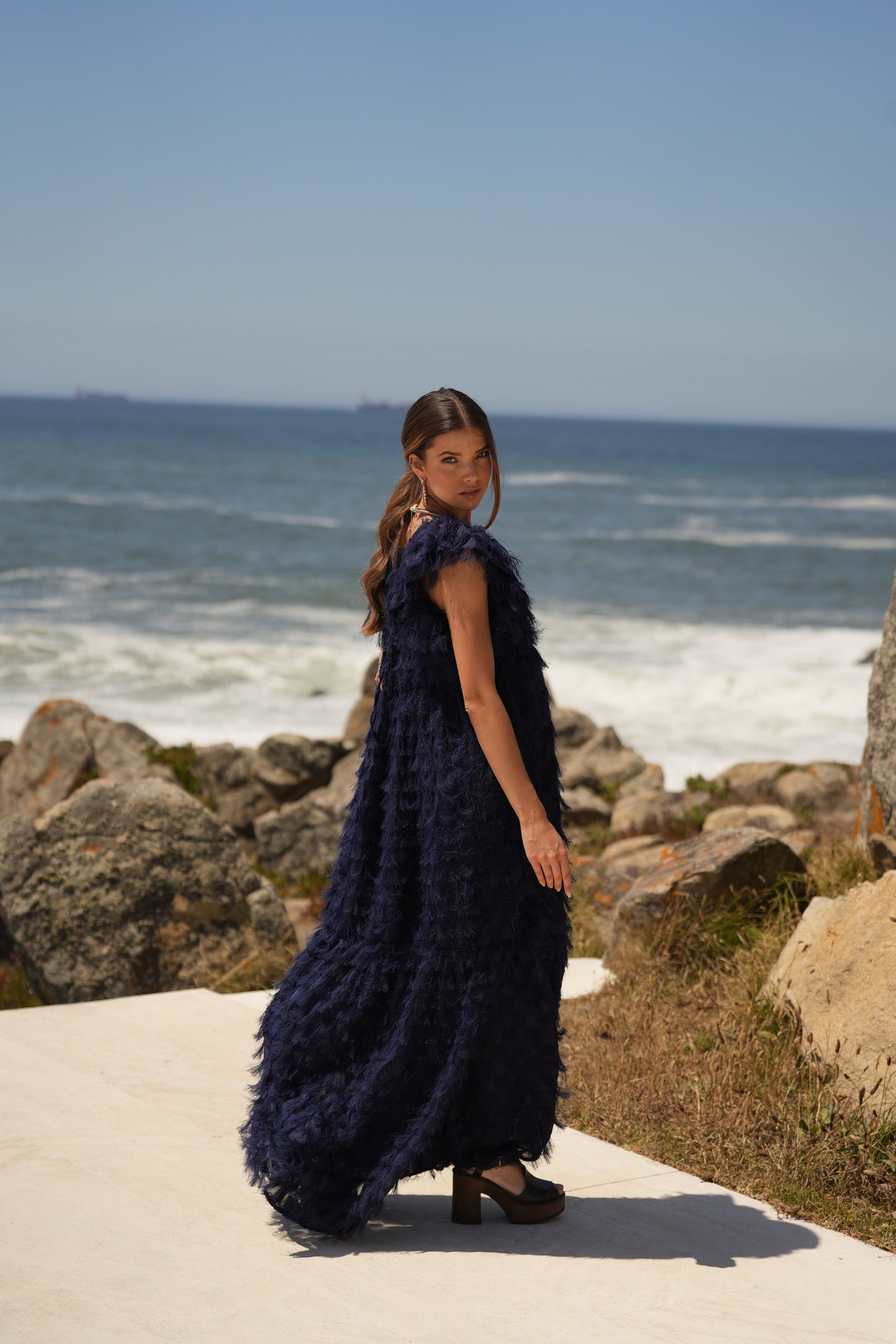 ¡Edición limitada! Vestido largo de ceremonia azul marino