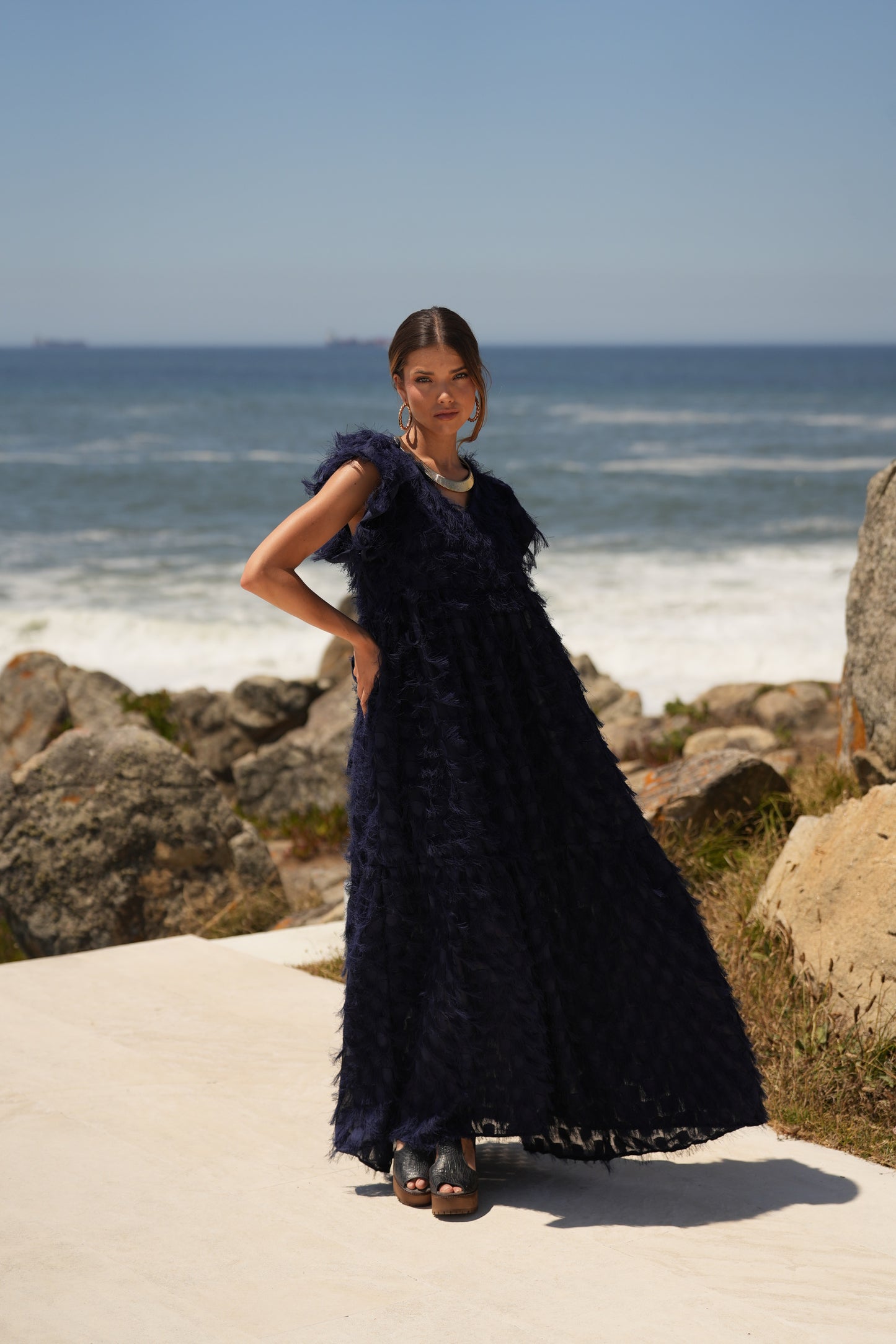 ¡Edición limitada! Vestido largo de ceremonia azul marino