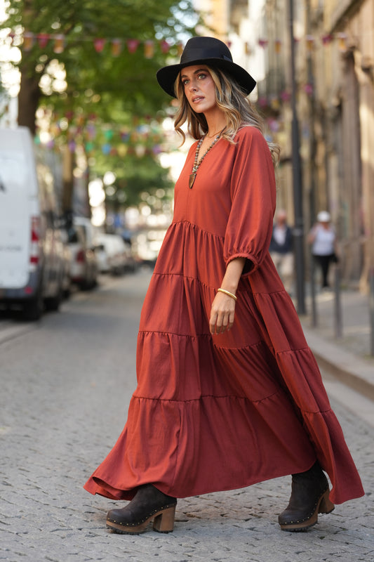 Vestido largo con volantes