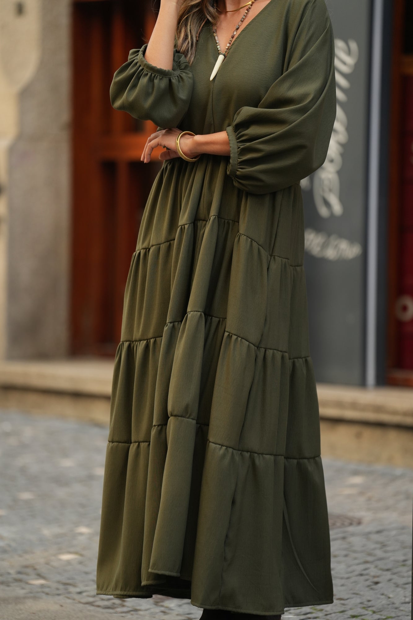 Vestido largo con volantes