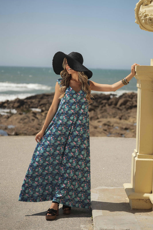 Vestido largo de punto estampado