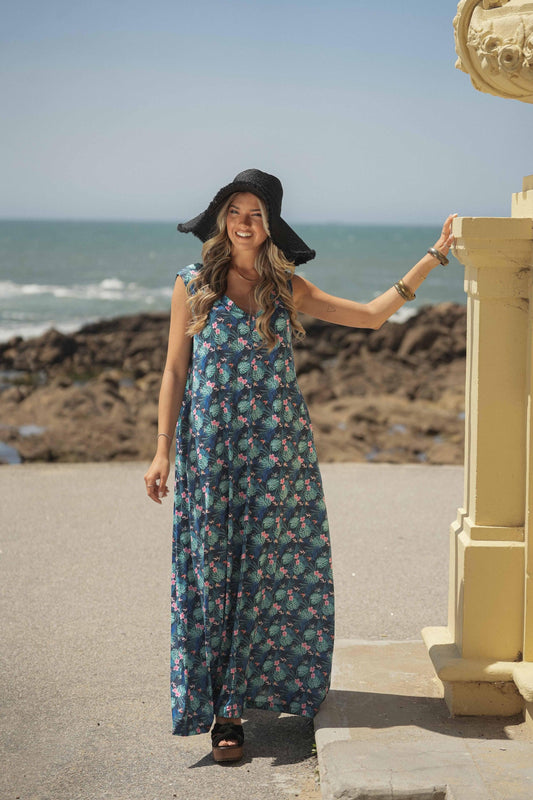 Vestido largo de punto estampado