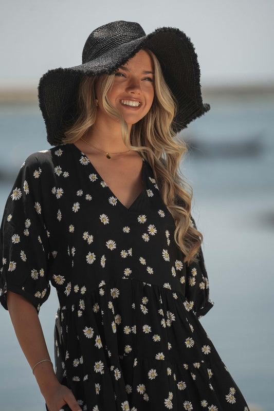 Vestido largo de viscosa estampada