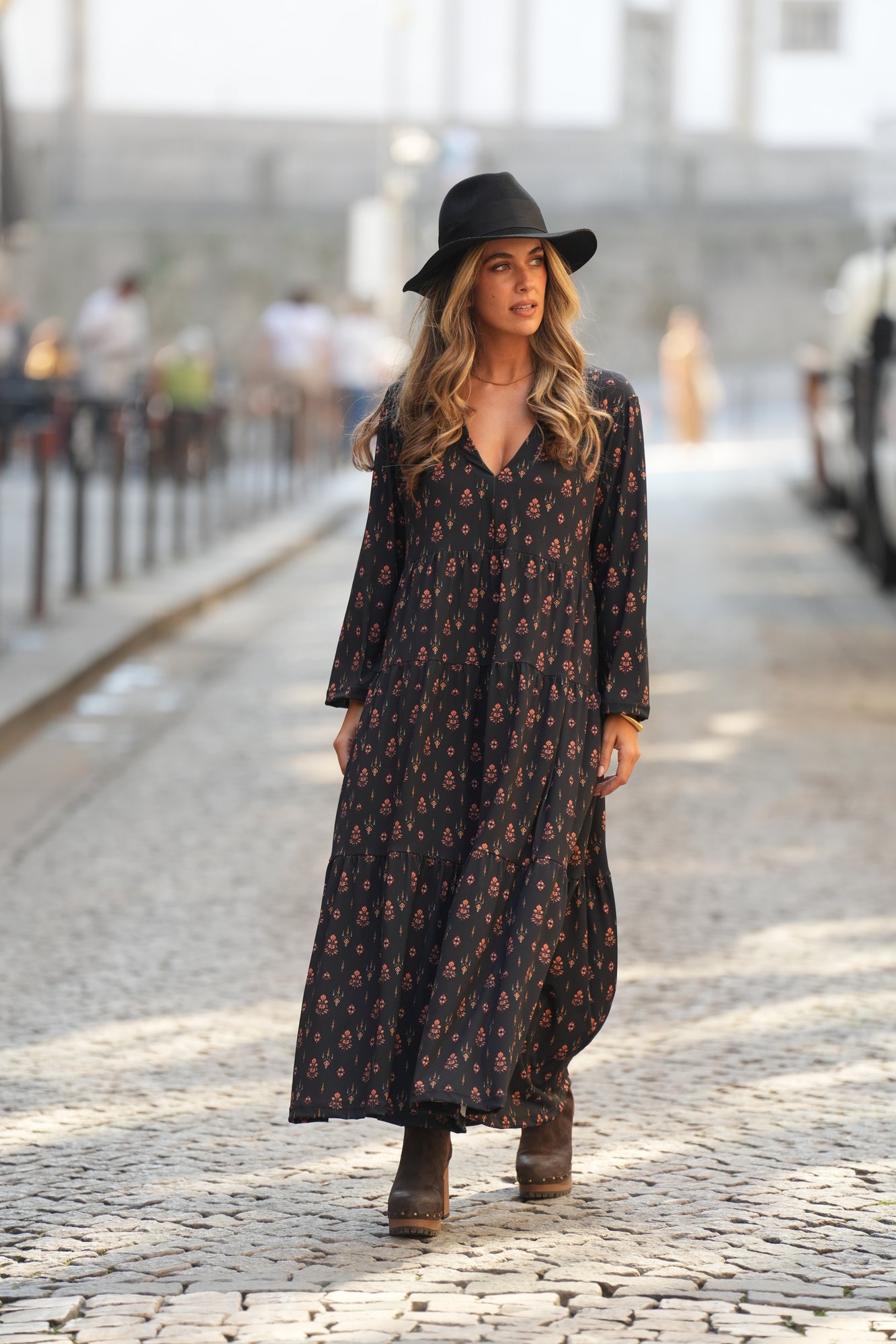 Vestido largo estampado