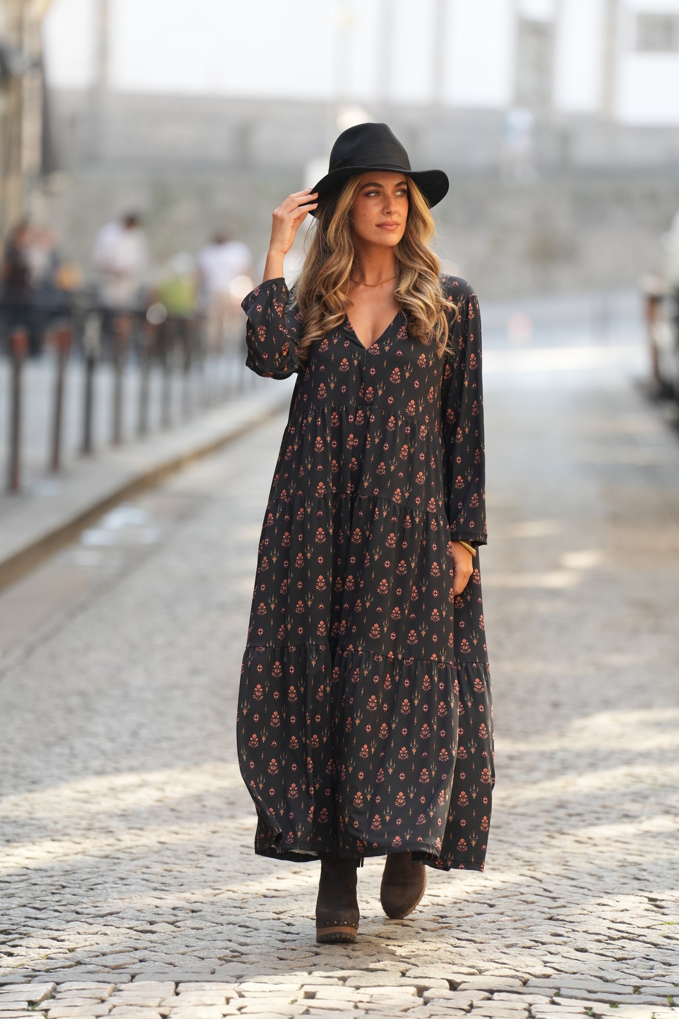 Vestido largo estampado