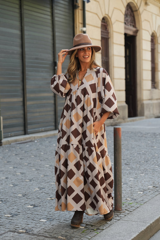 Vestido largo estampado