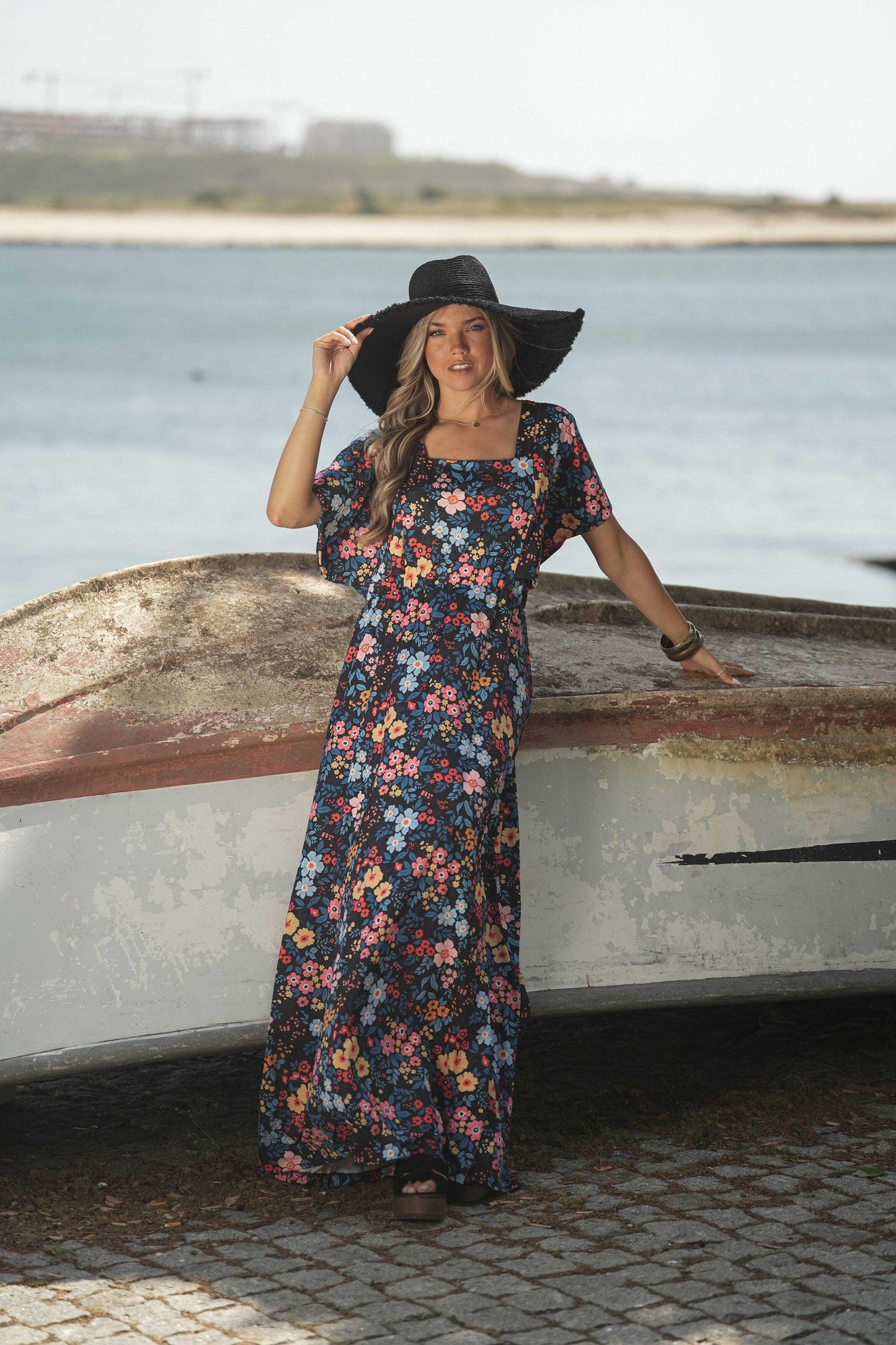 vestido largo estampado