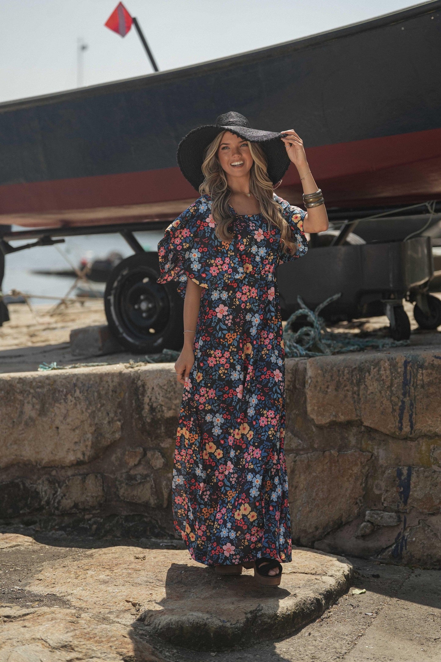 vestido largo estampado