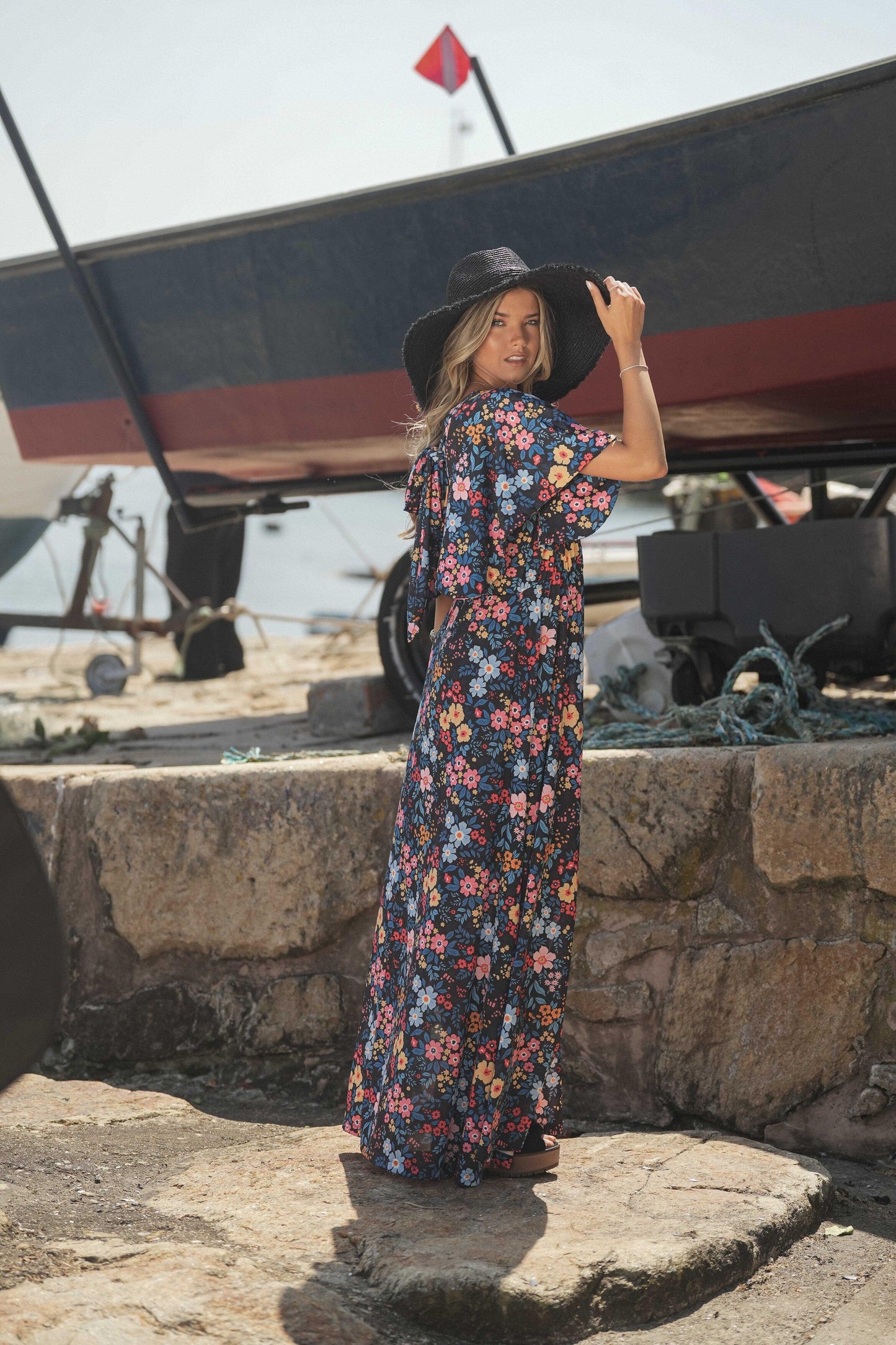 vestido largo estampado