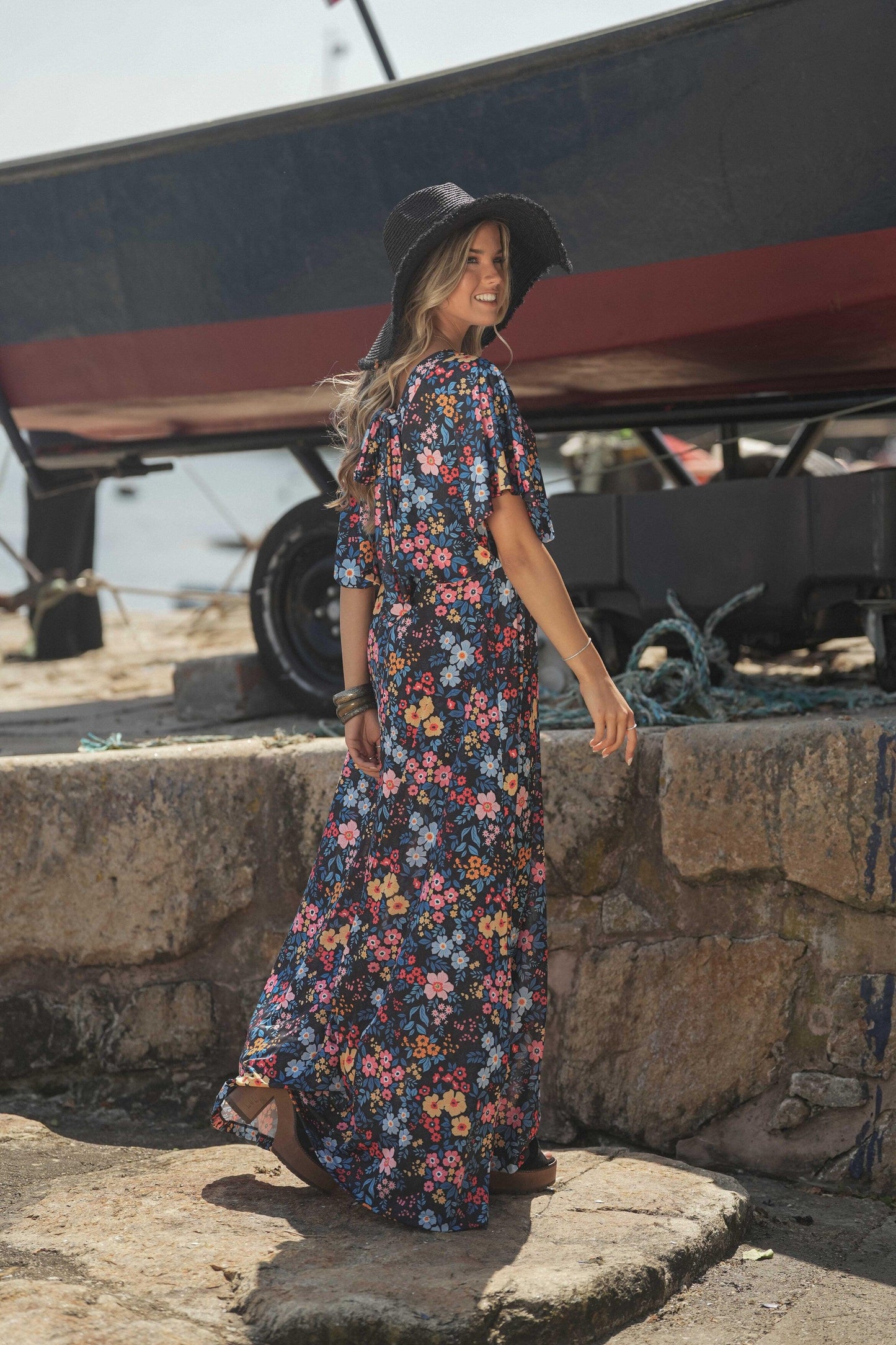 vestido largo estampado