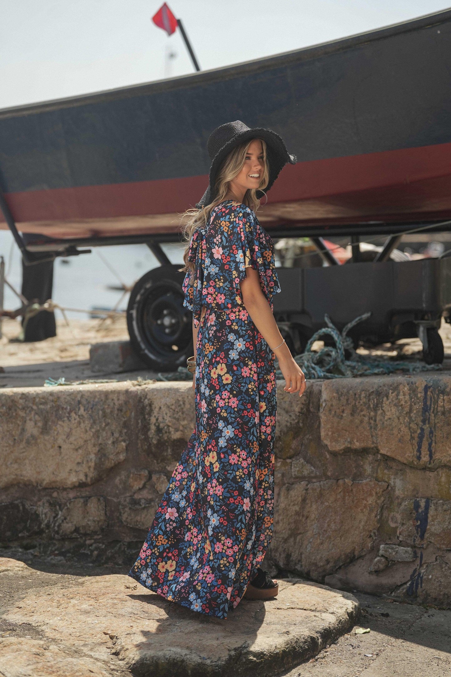 vestido largo estampado
