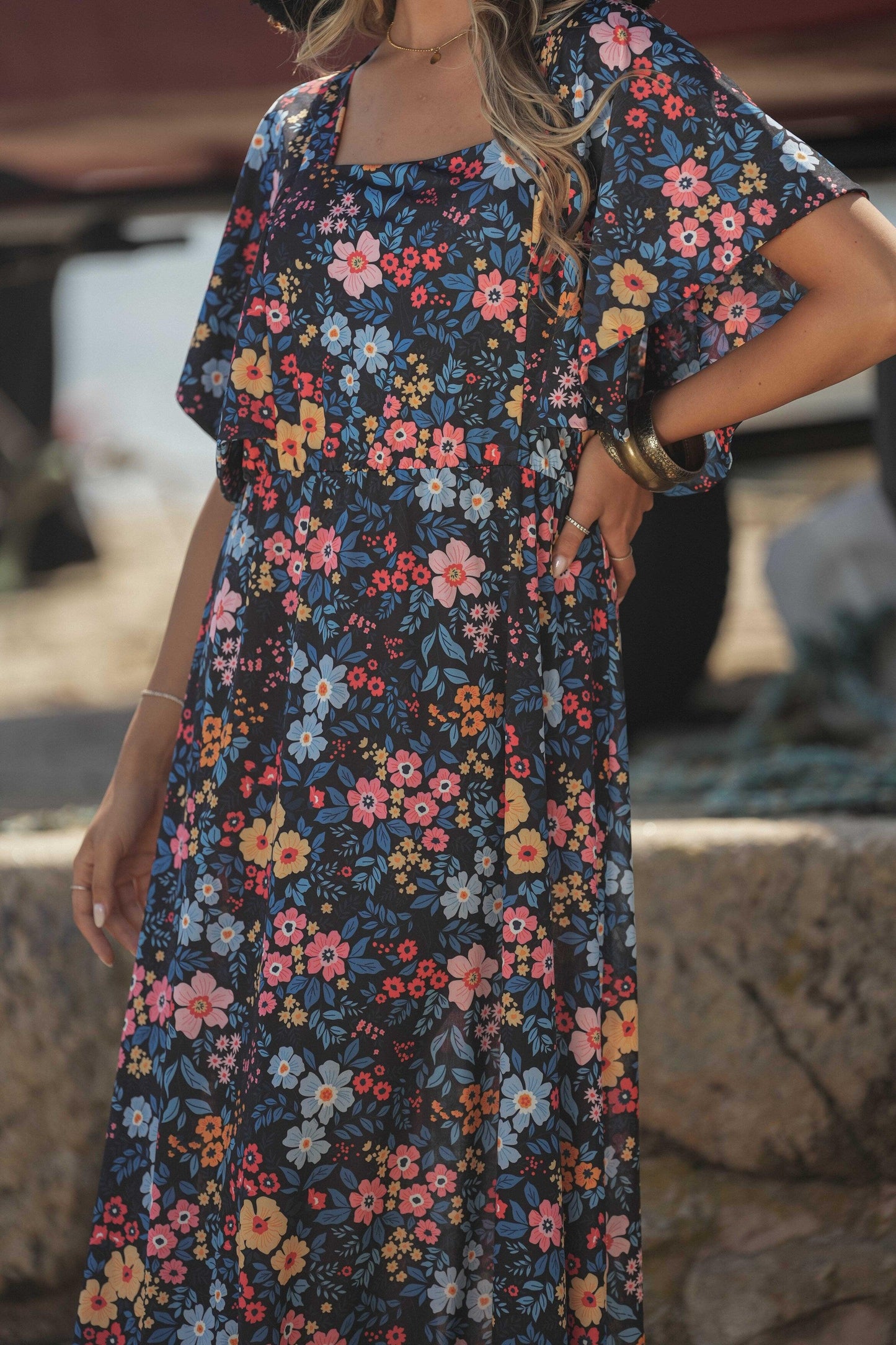 vestido largo estampado