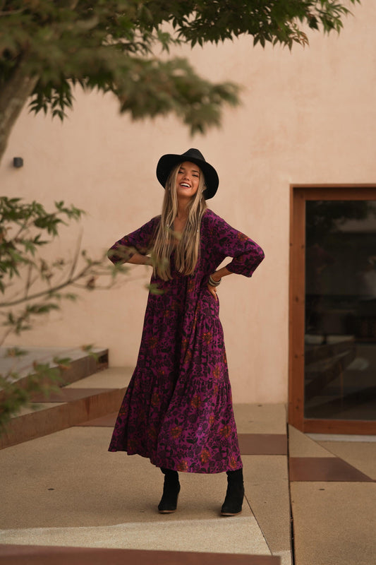 Vestido largo con estampado floral