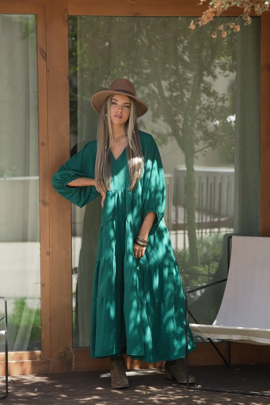 Vestido largo con volantes