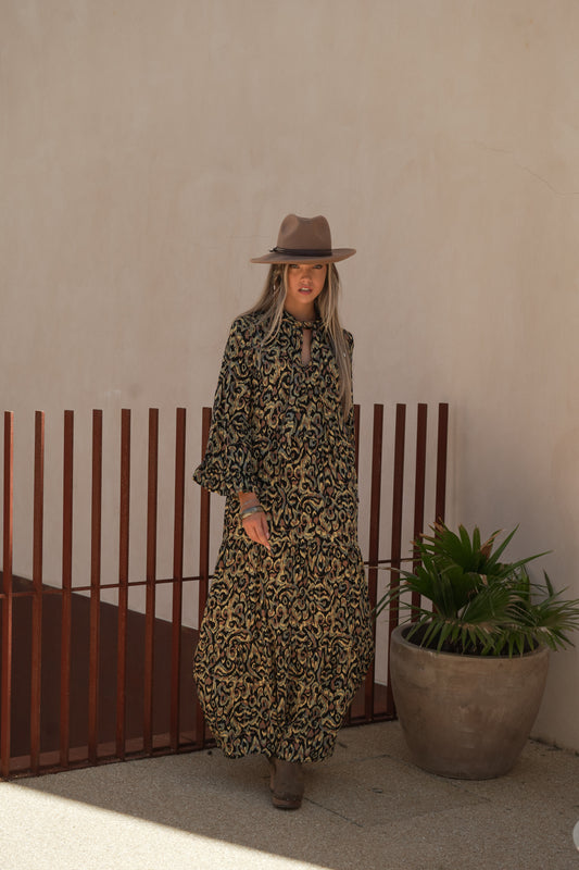 vestido largo estampado