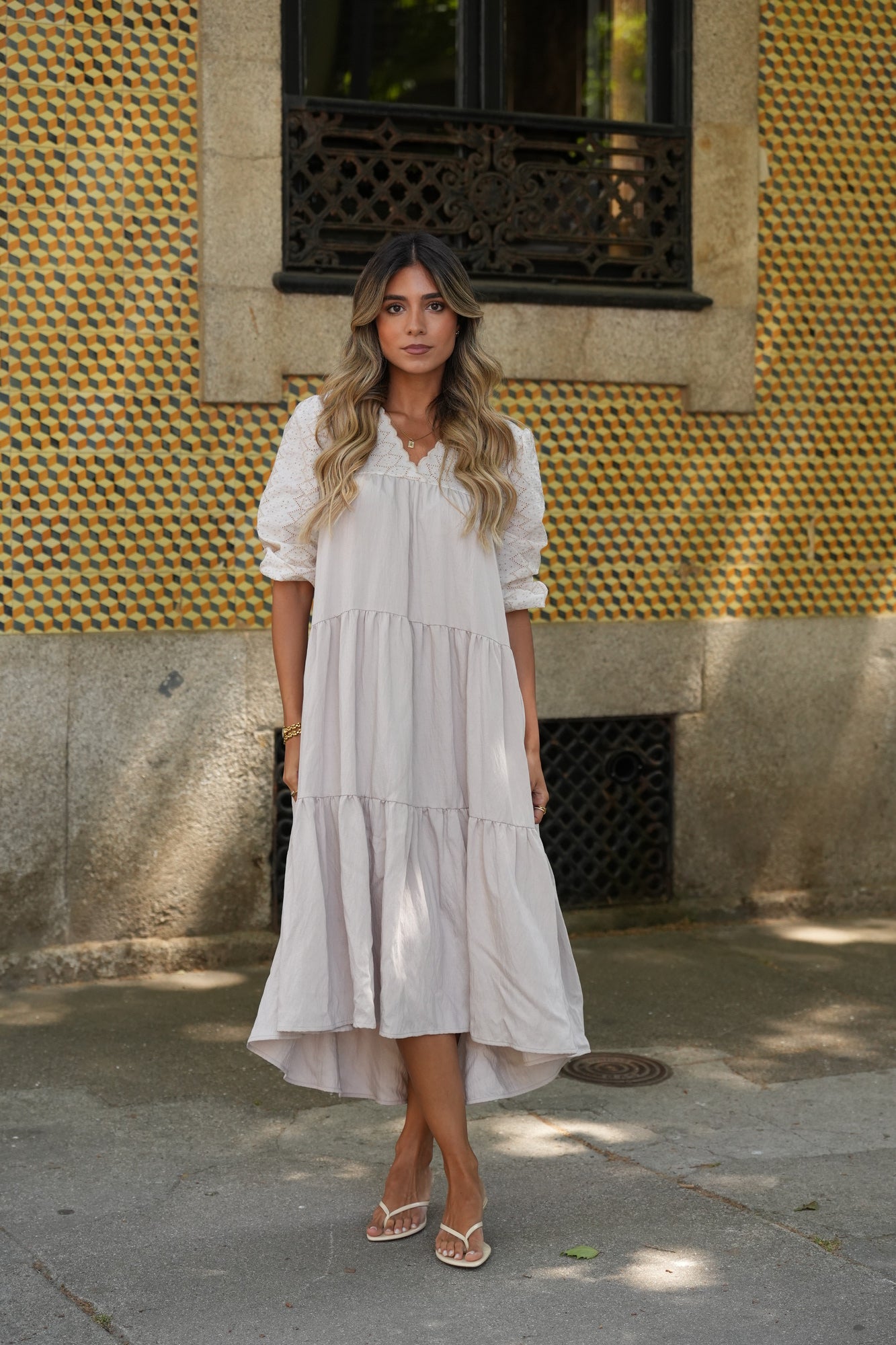 Vestido largo beige
