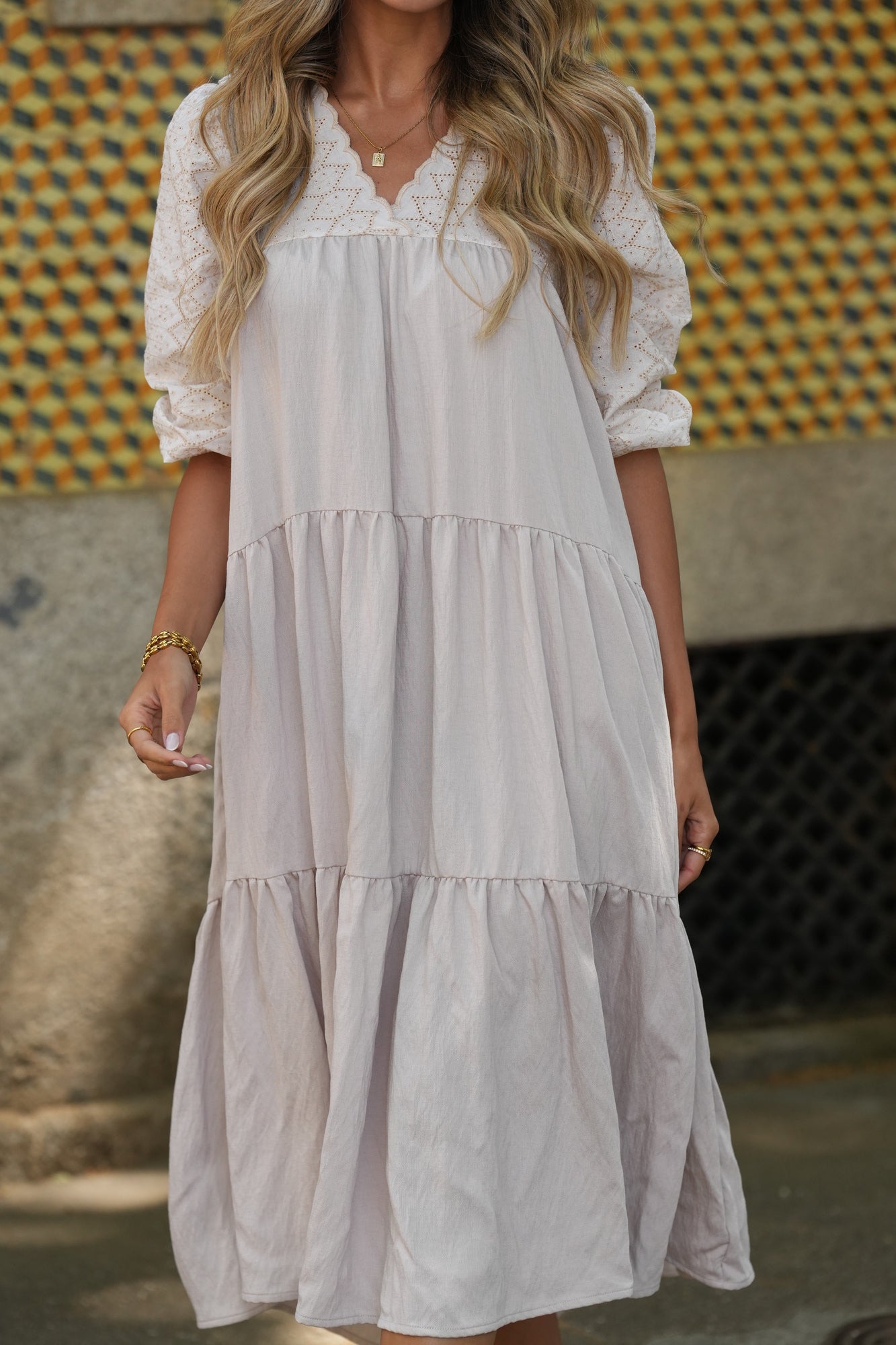 Vestido largo beige