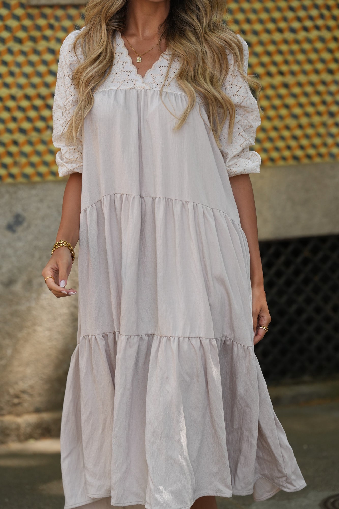 Vestido largo beige