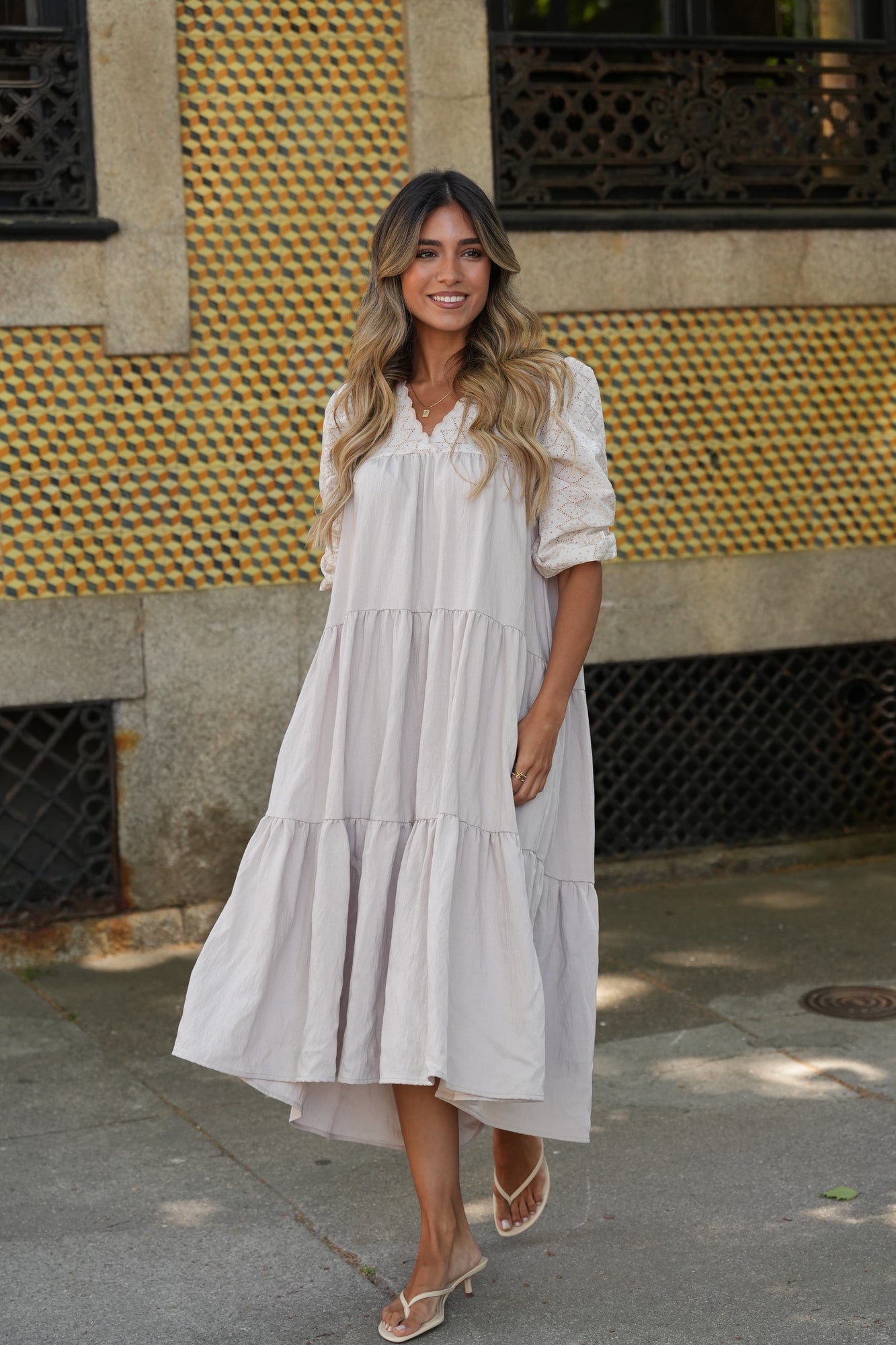 Vestido largo beige