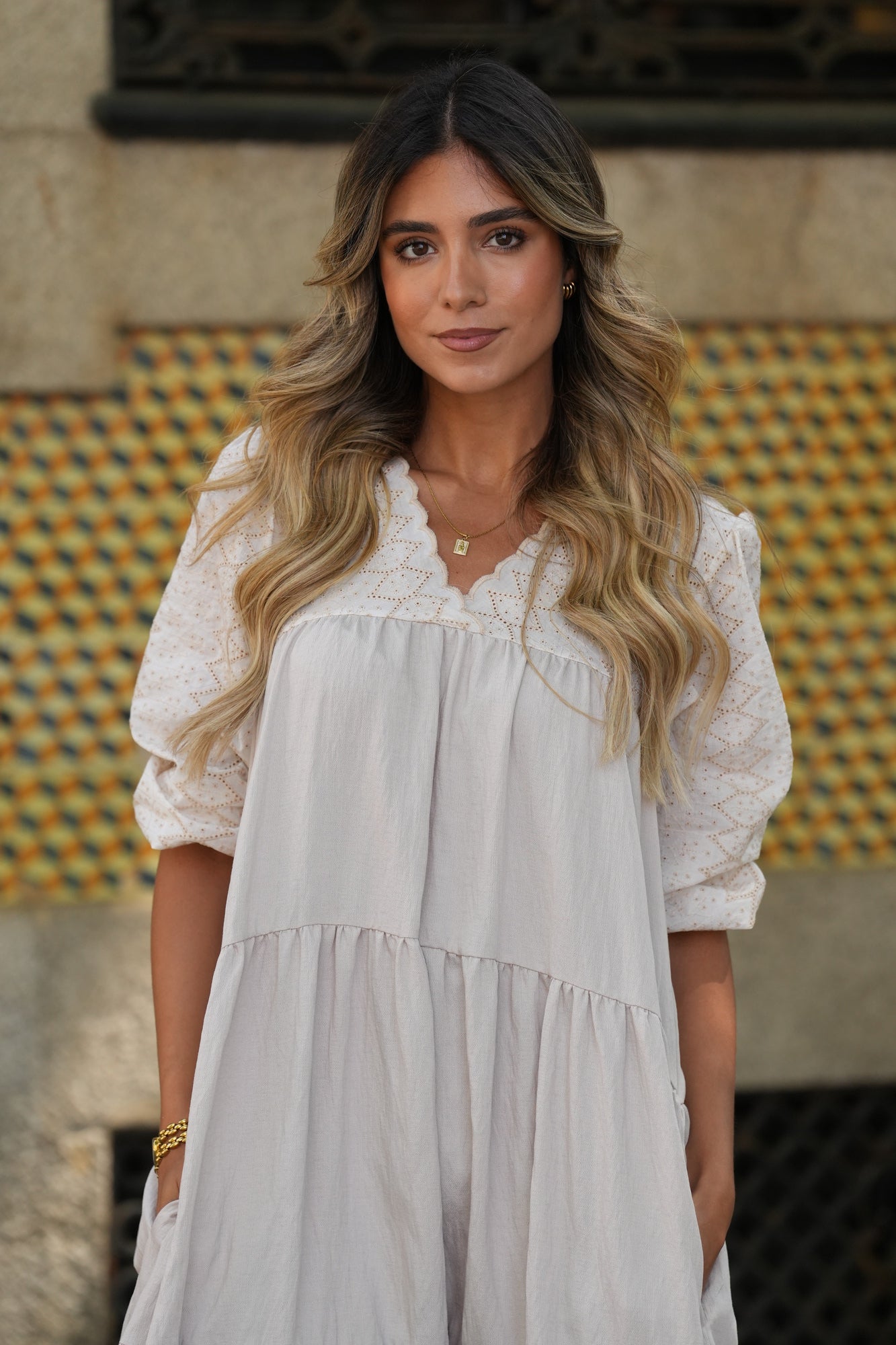 Vestido largo beige