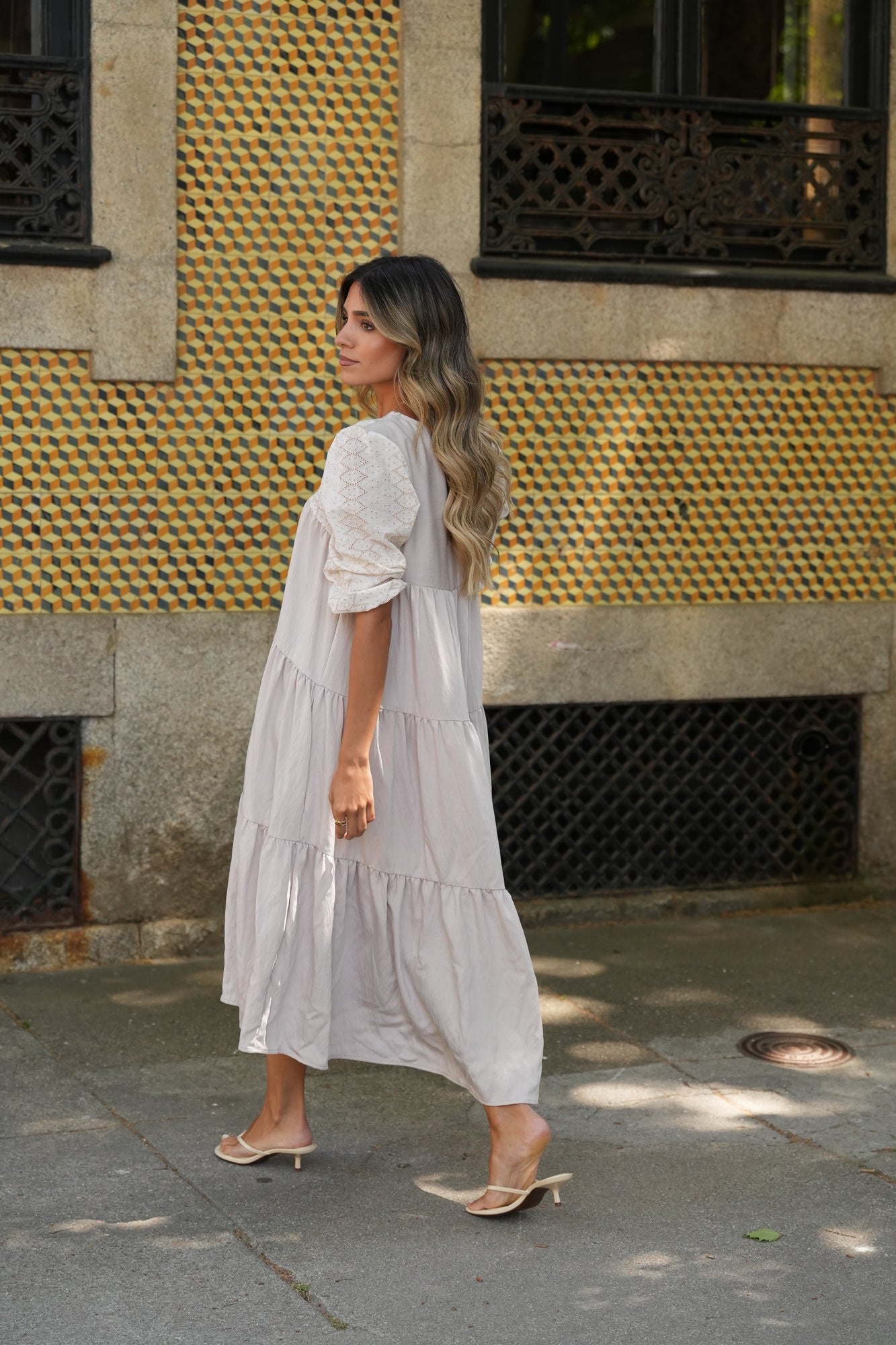 Vestido largo beige