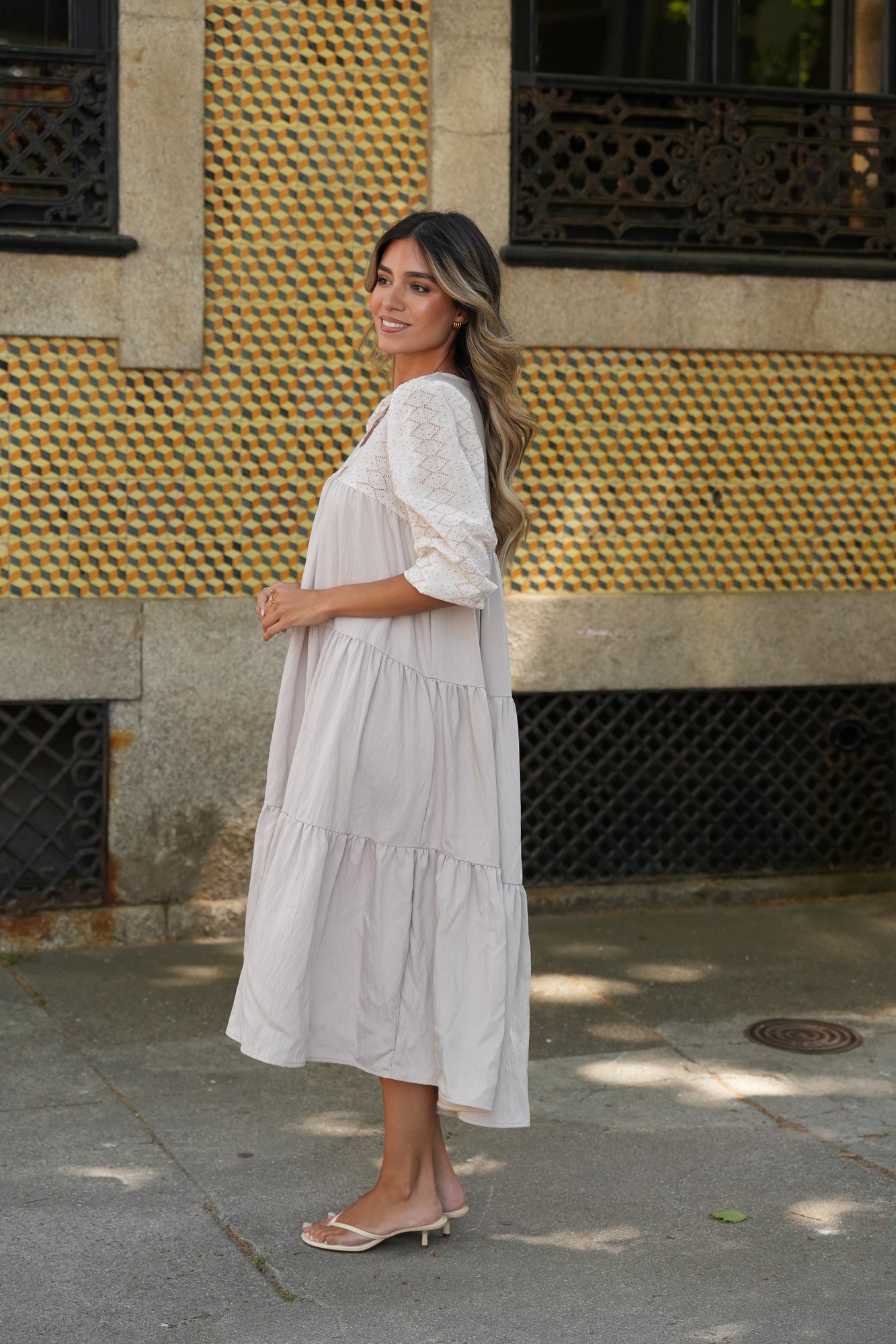 Vestido largo beige