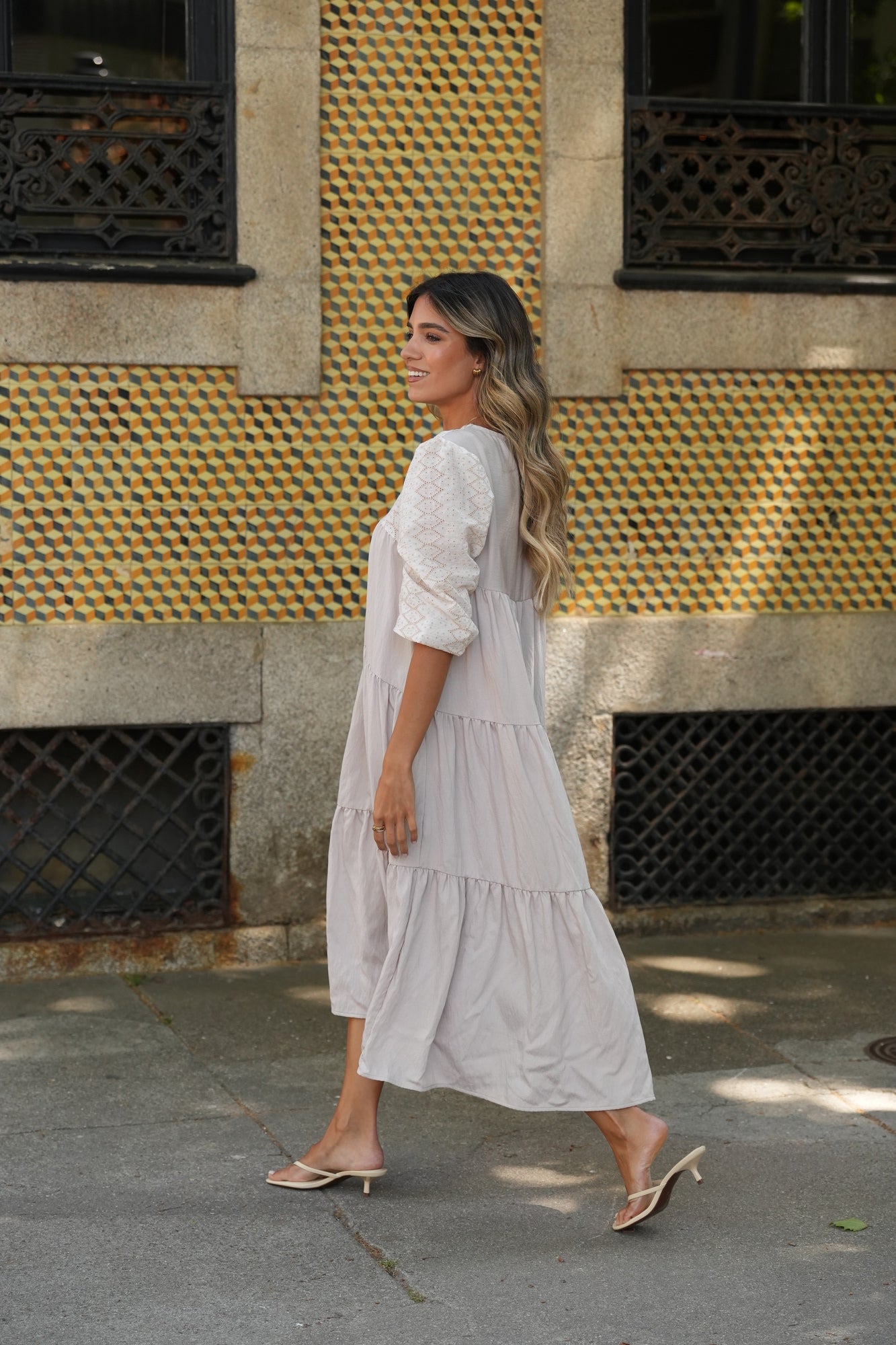 Vestido largo beige