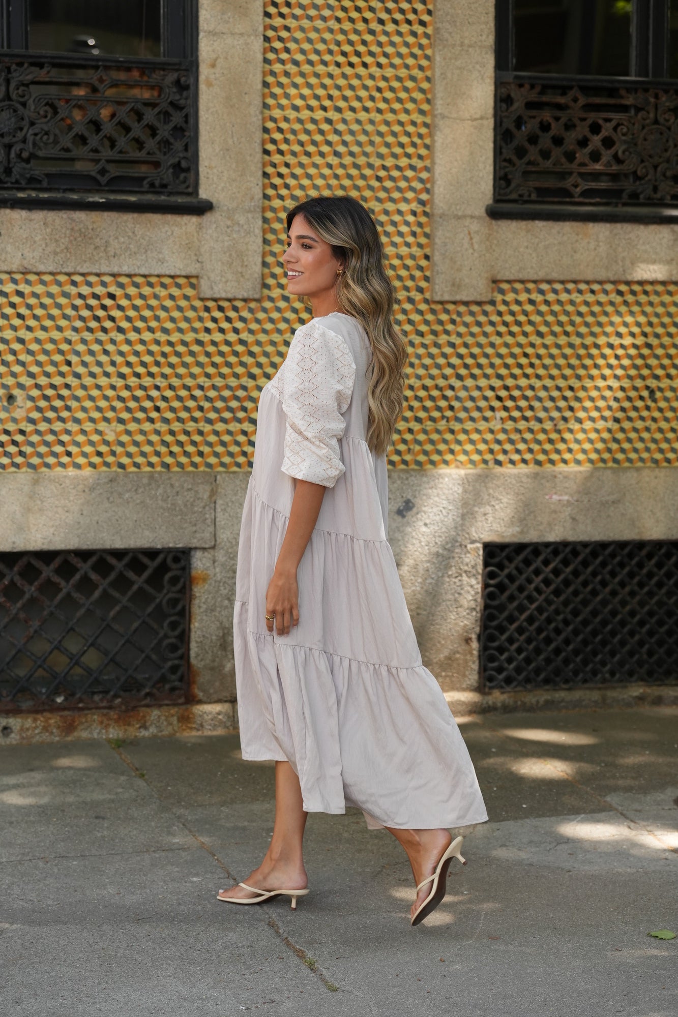 Vestido largo beige
