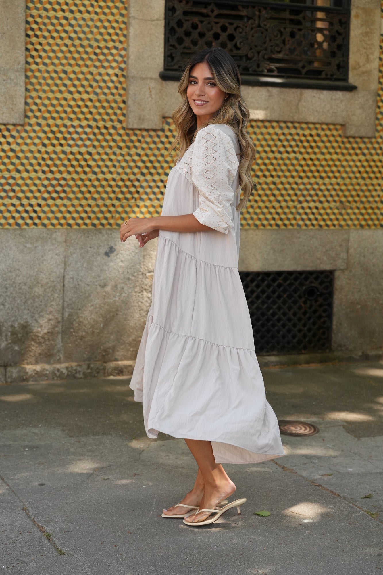 Vestido largo beige
