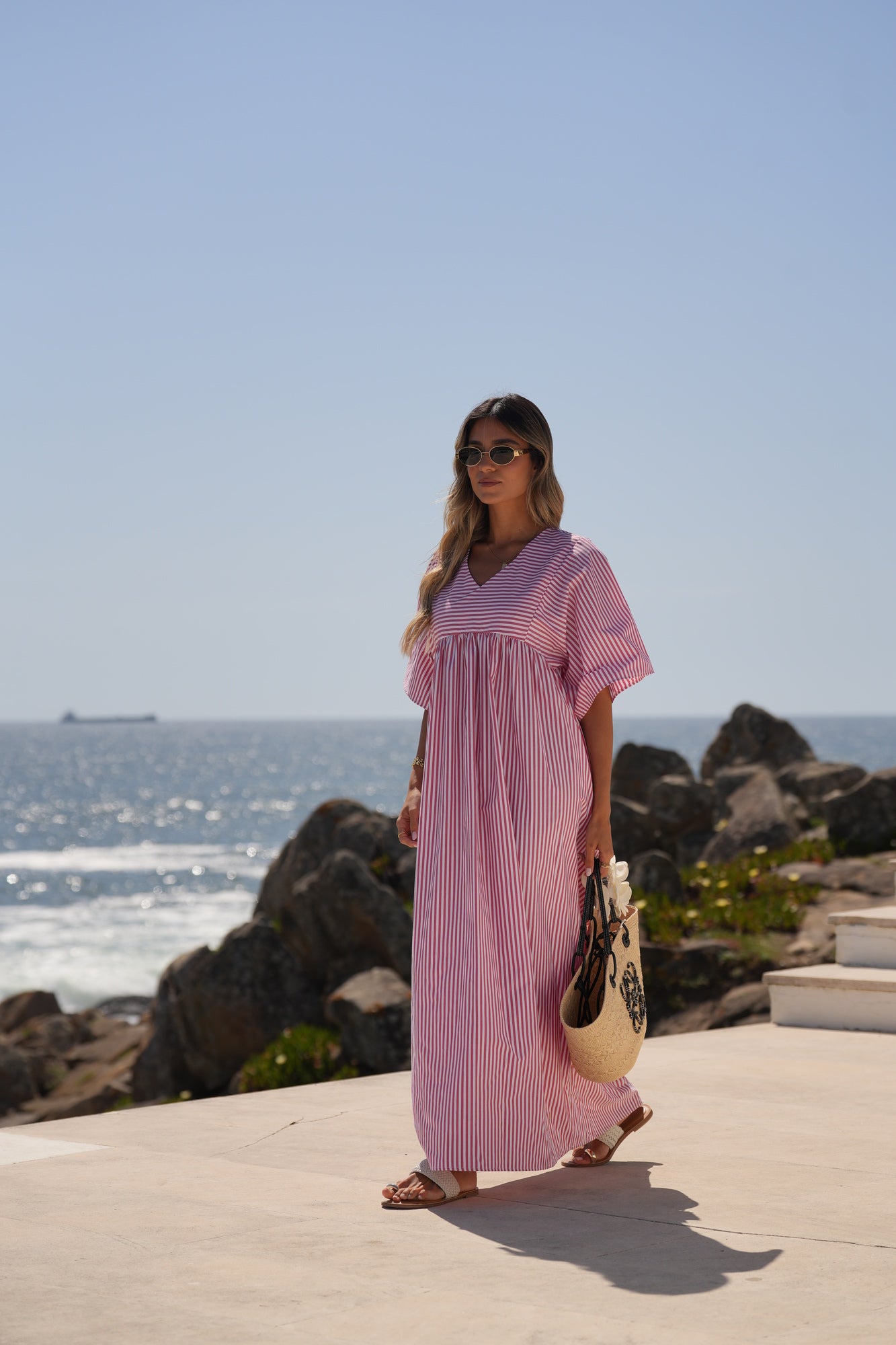 Vestido largo de rayas