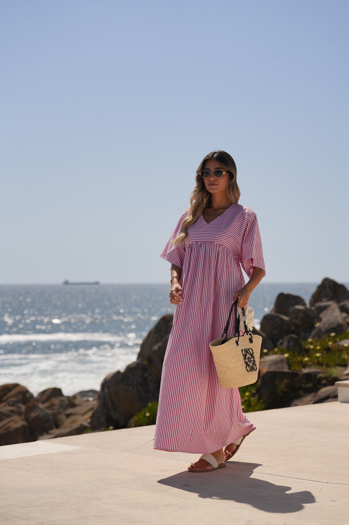 Vestido largo de rayas