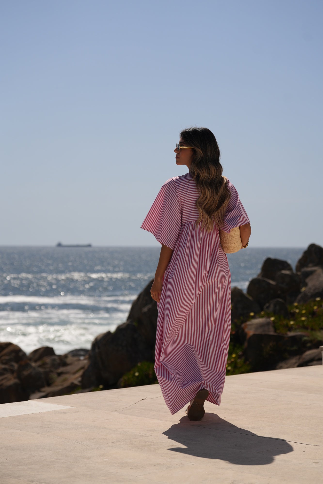 Vestido largo de rayas
