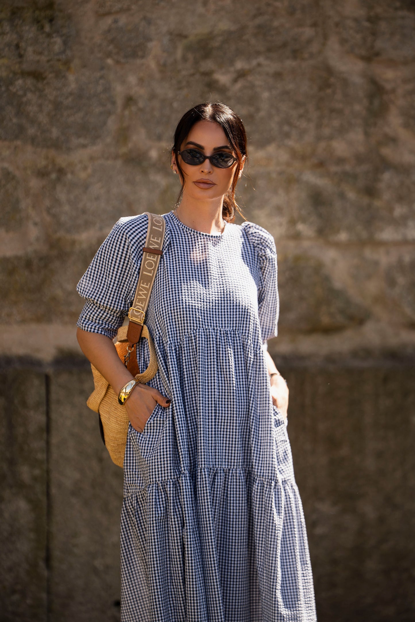 Vestido largo con volante