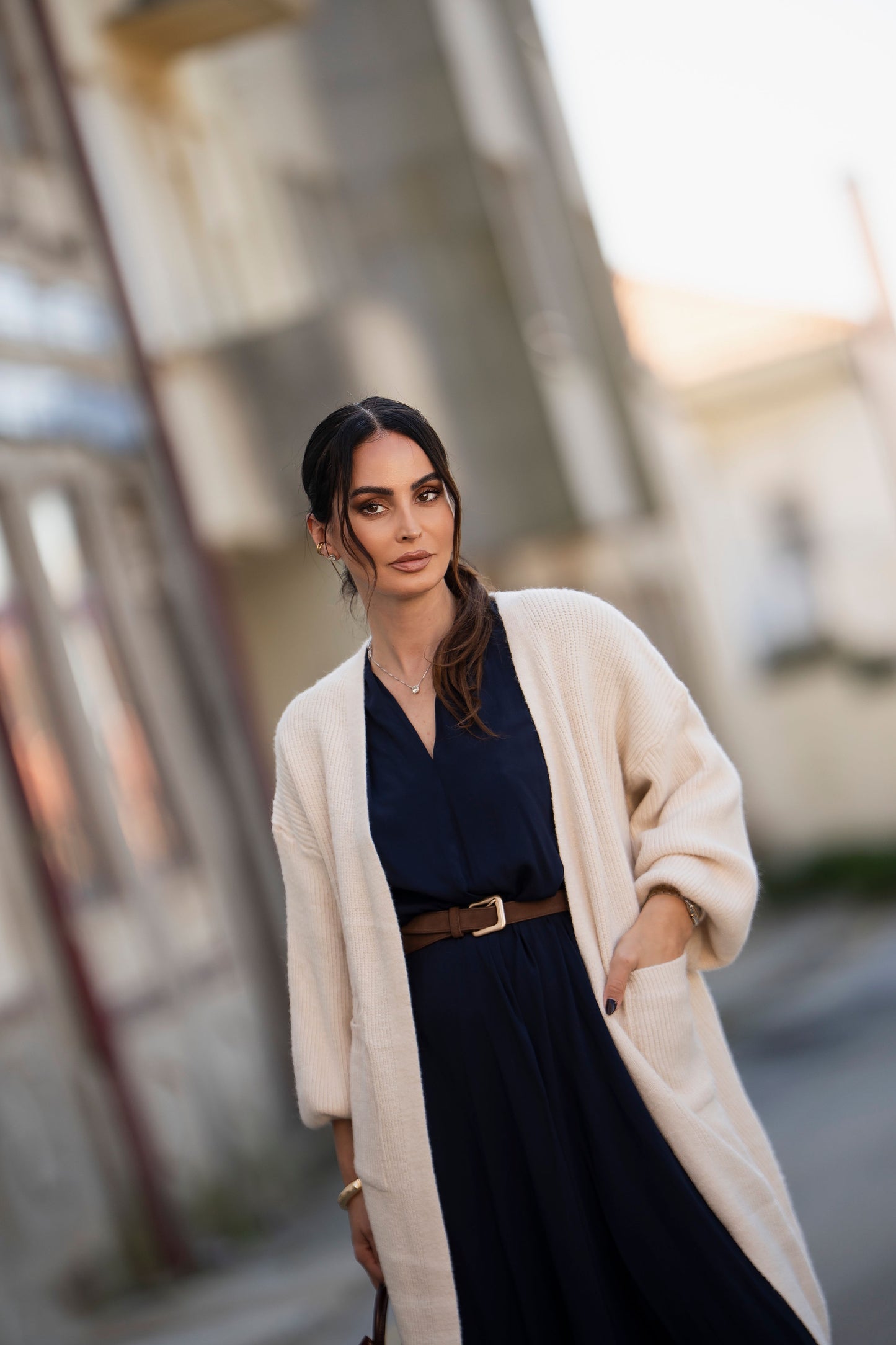 Casaco comprido em malha